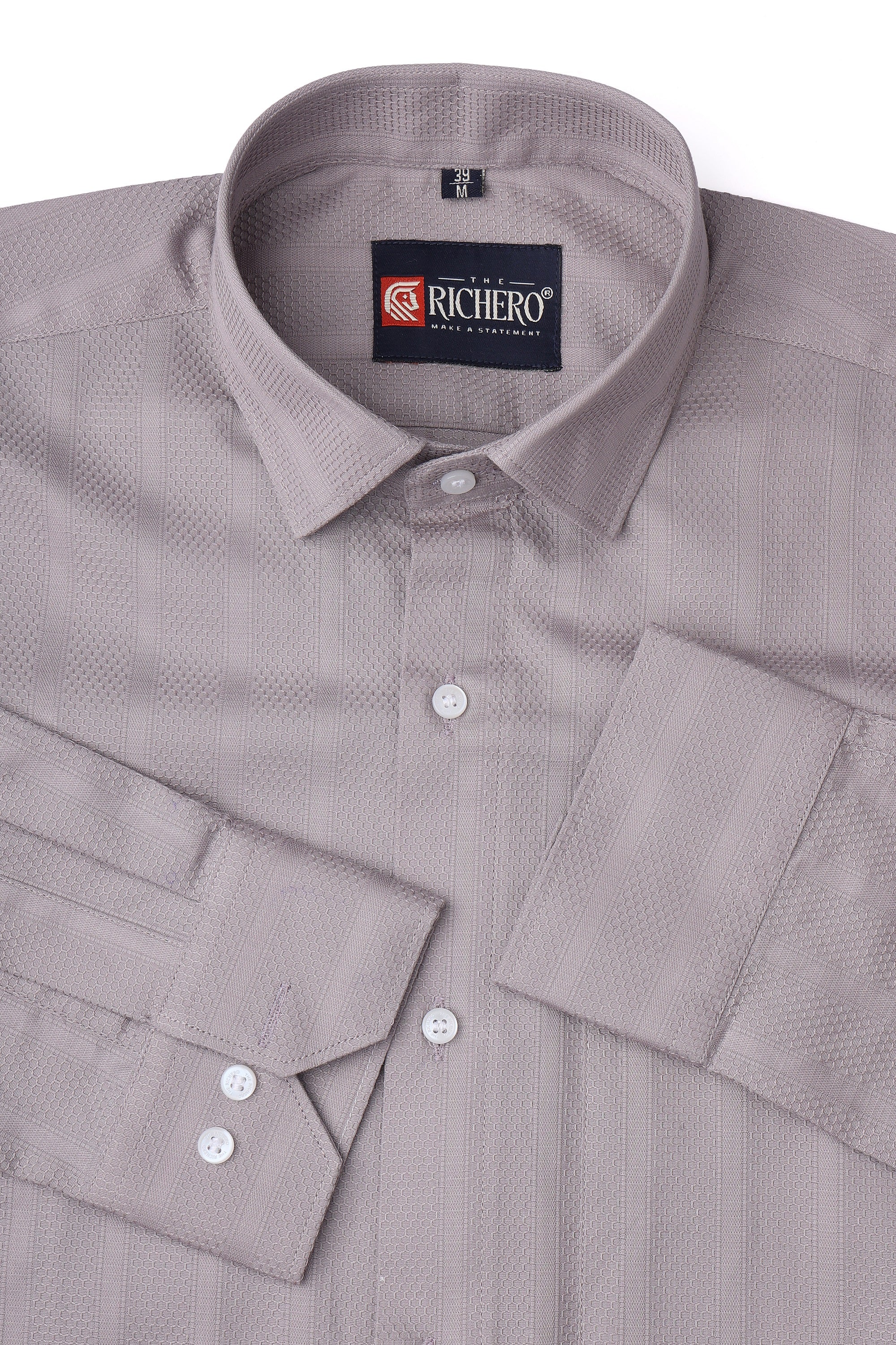 Honey Comb Grey Cotton Men's Shirt