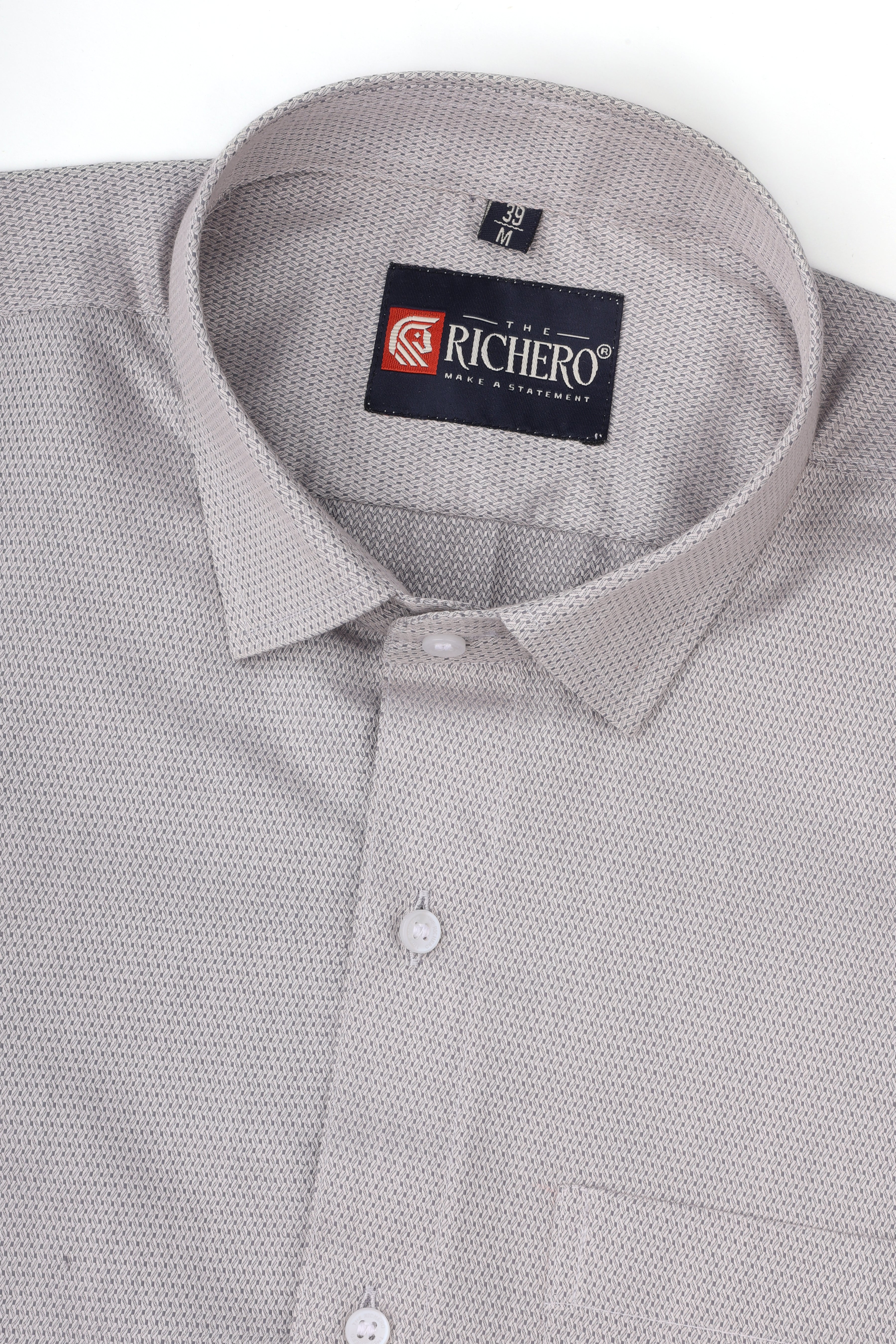 Interlock Weave Light Gray Giza Cotton Men's Shirt