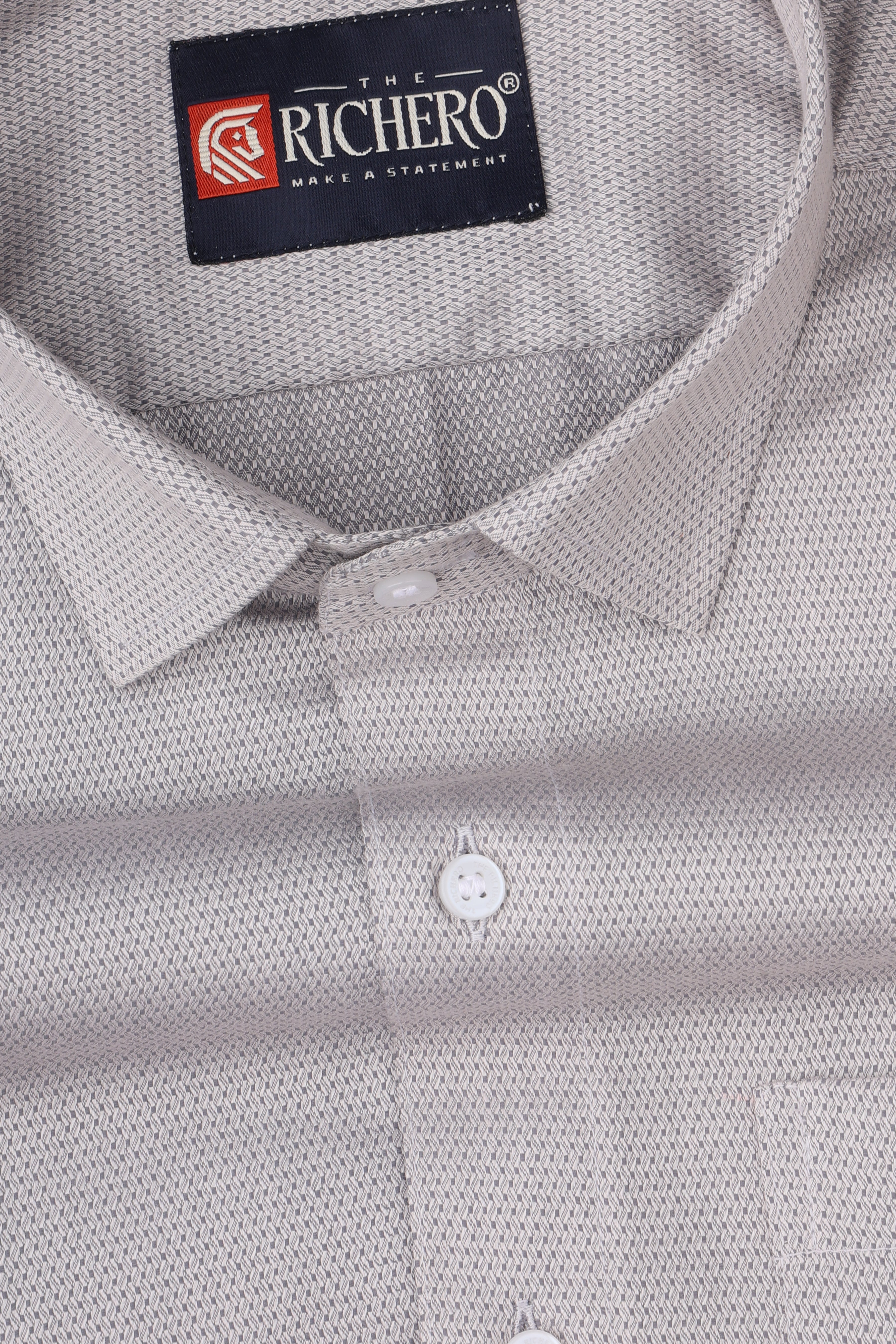 Interlock Weave Light Gray Giza Cotton Men's Shirt