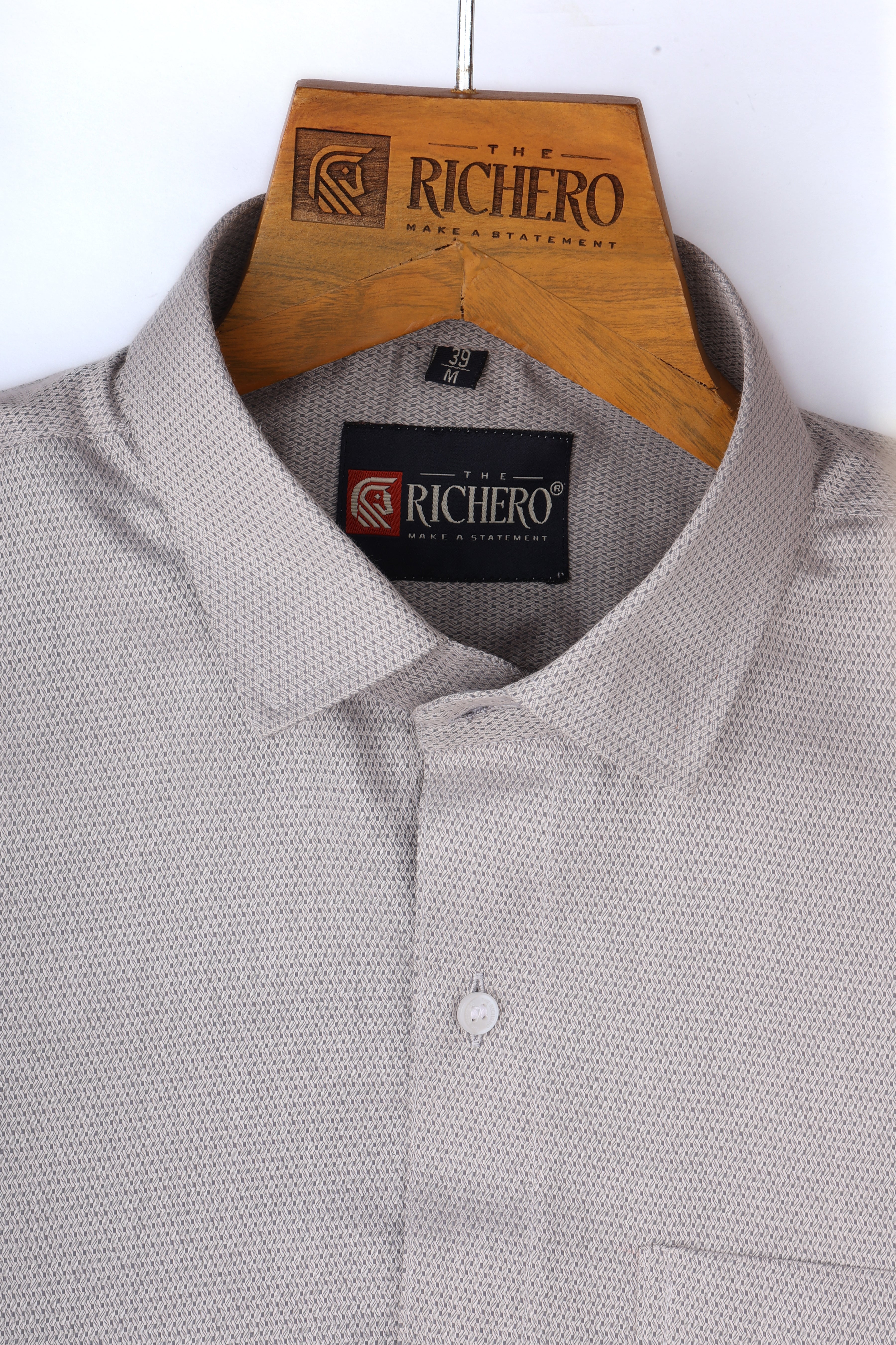 Interlock Weave Light Gray Giza Cotton Men's Shirt