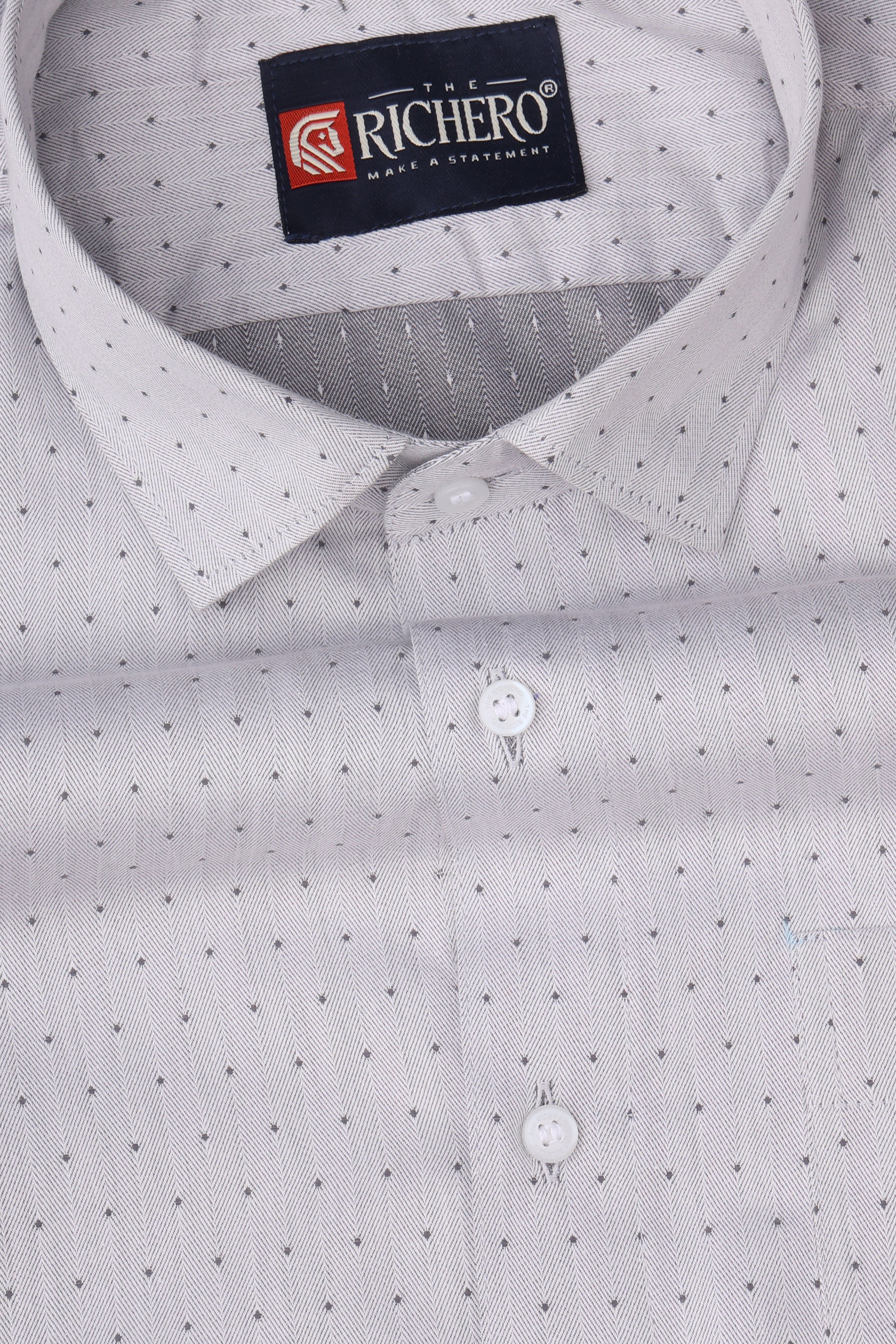 Light Gray With Small Prints Giza Cotton Men's Shirt