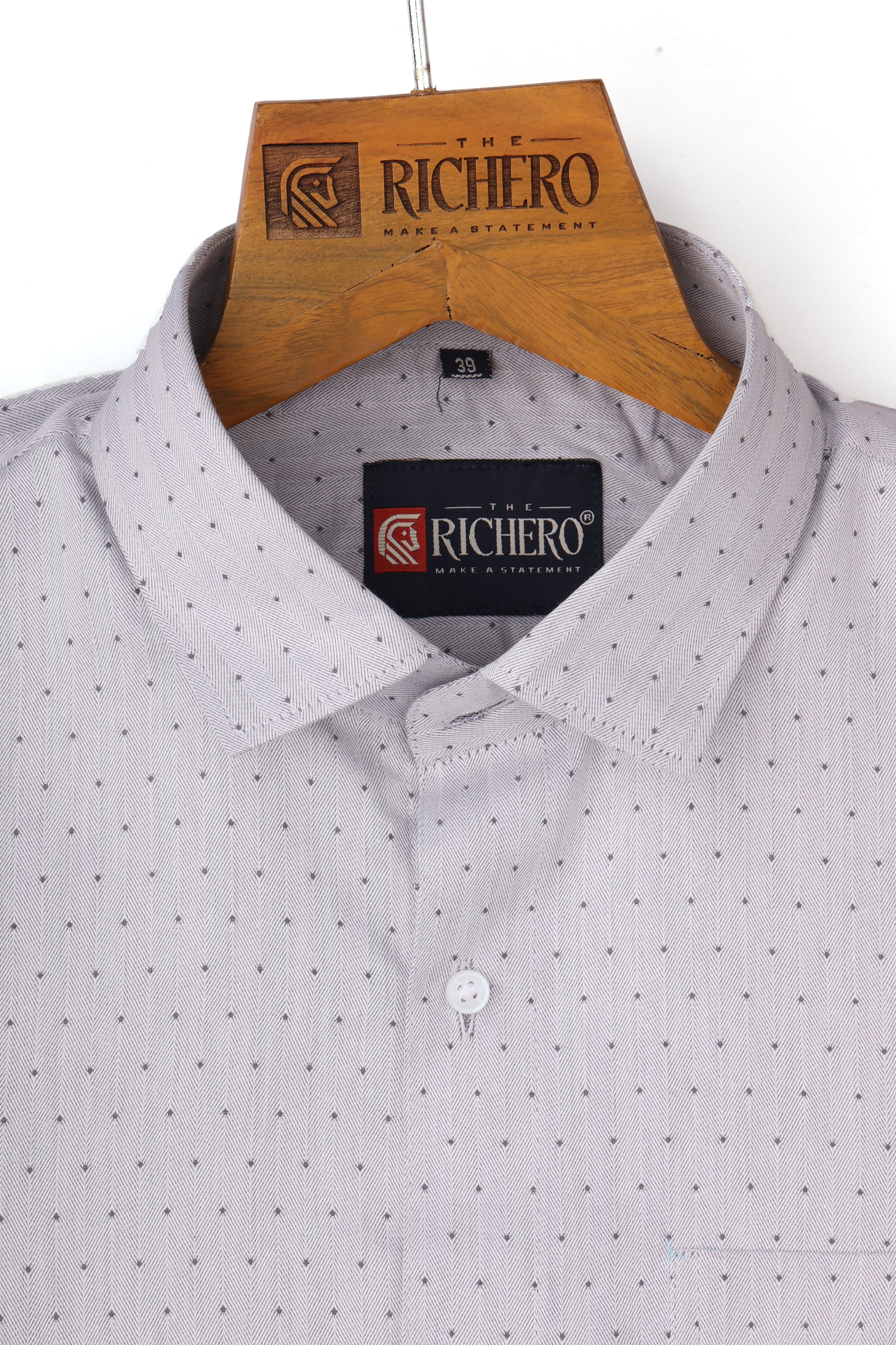 Light Gray With Small Prints Giza Cotton Men's Shirt