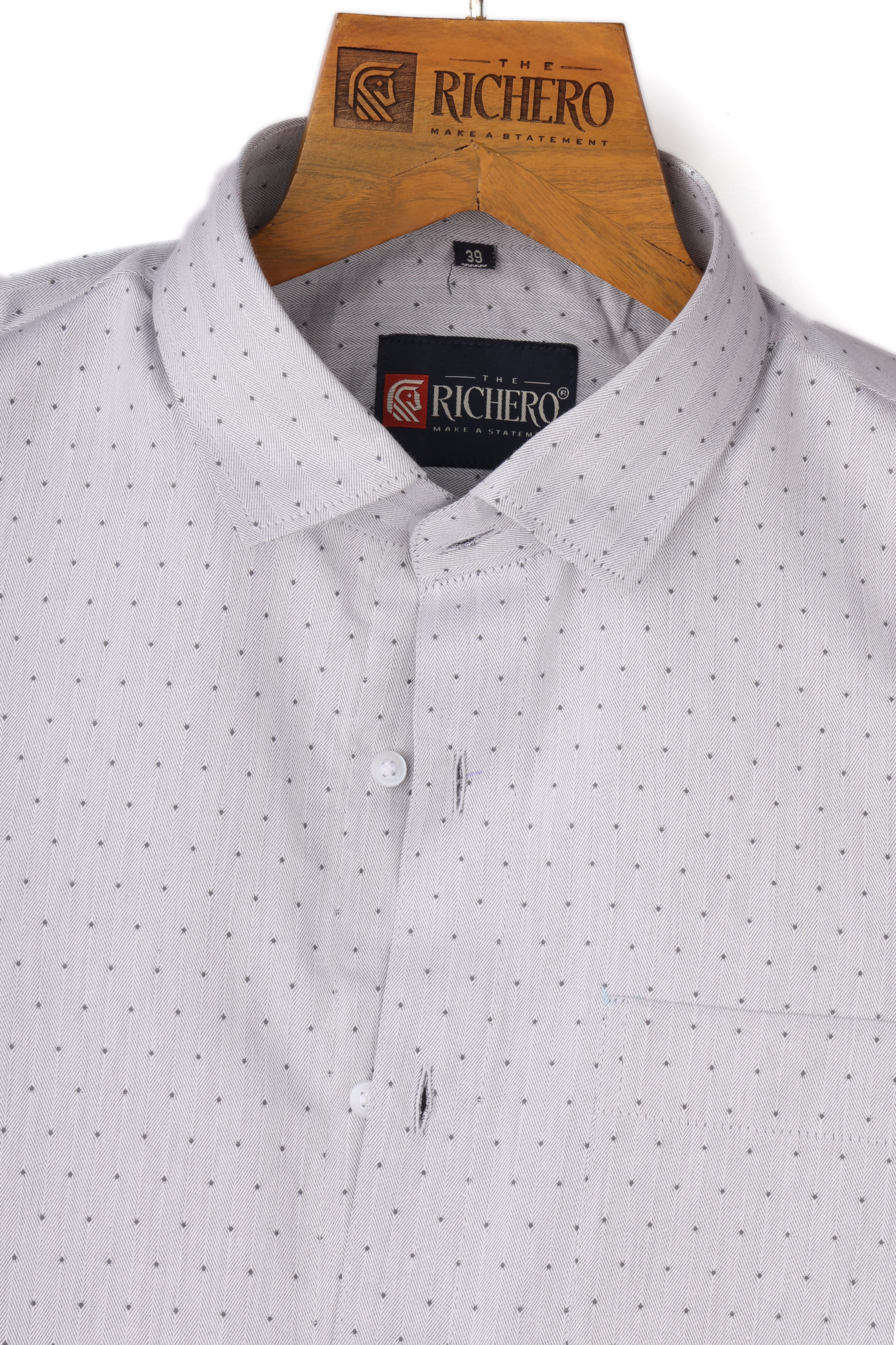 Light Gray With Small Prints Giza Cotton Men's Shirt