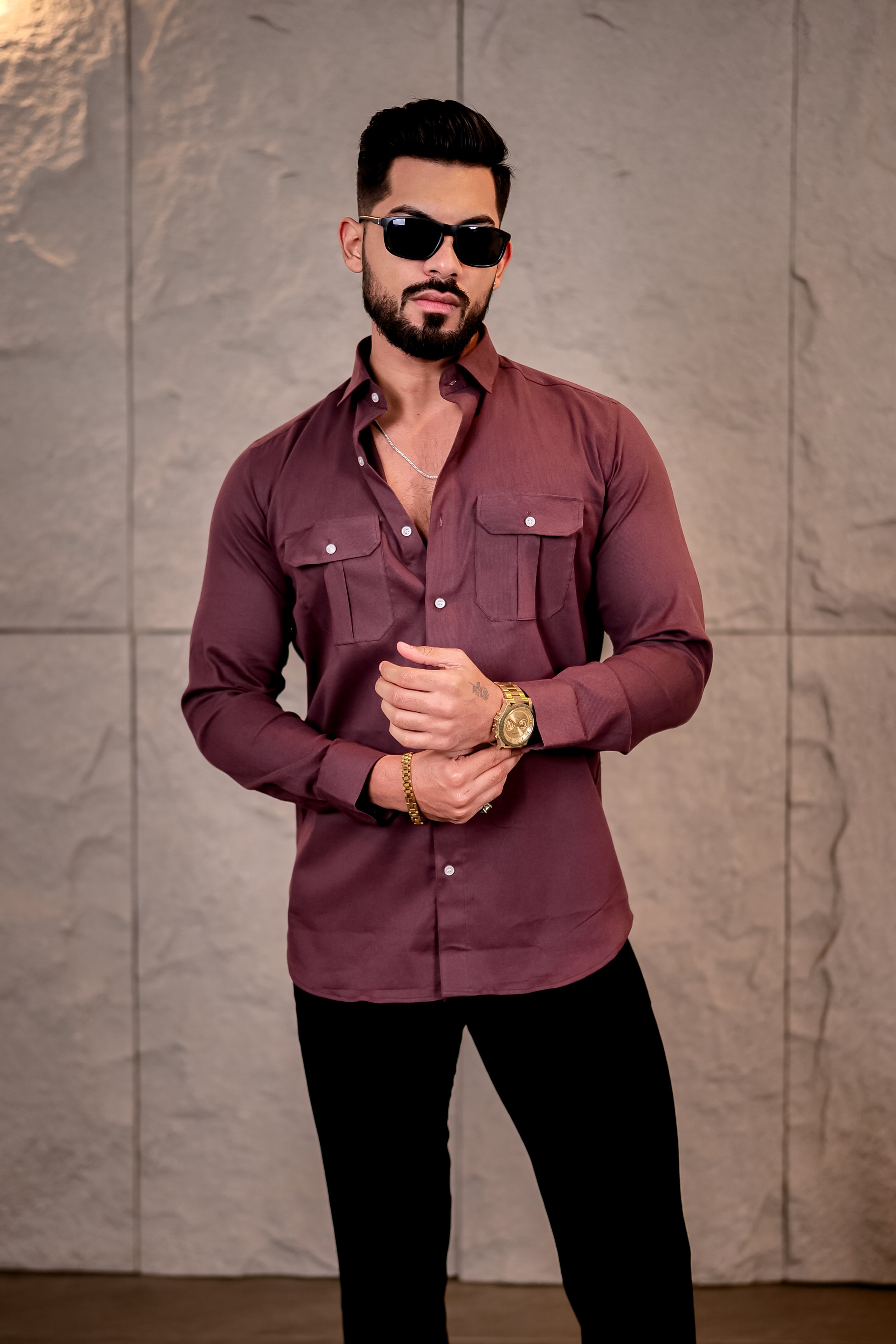 Burnt Brown Corduroy Premium Cotton Shirt