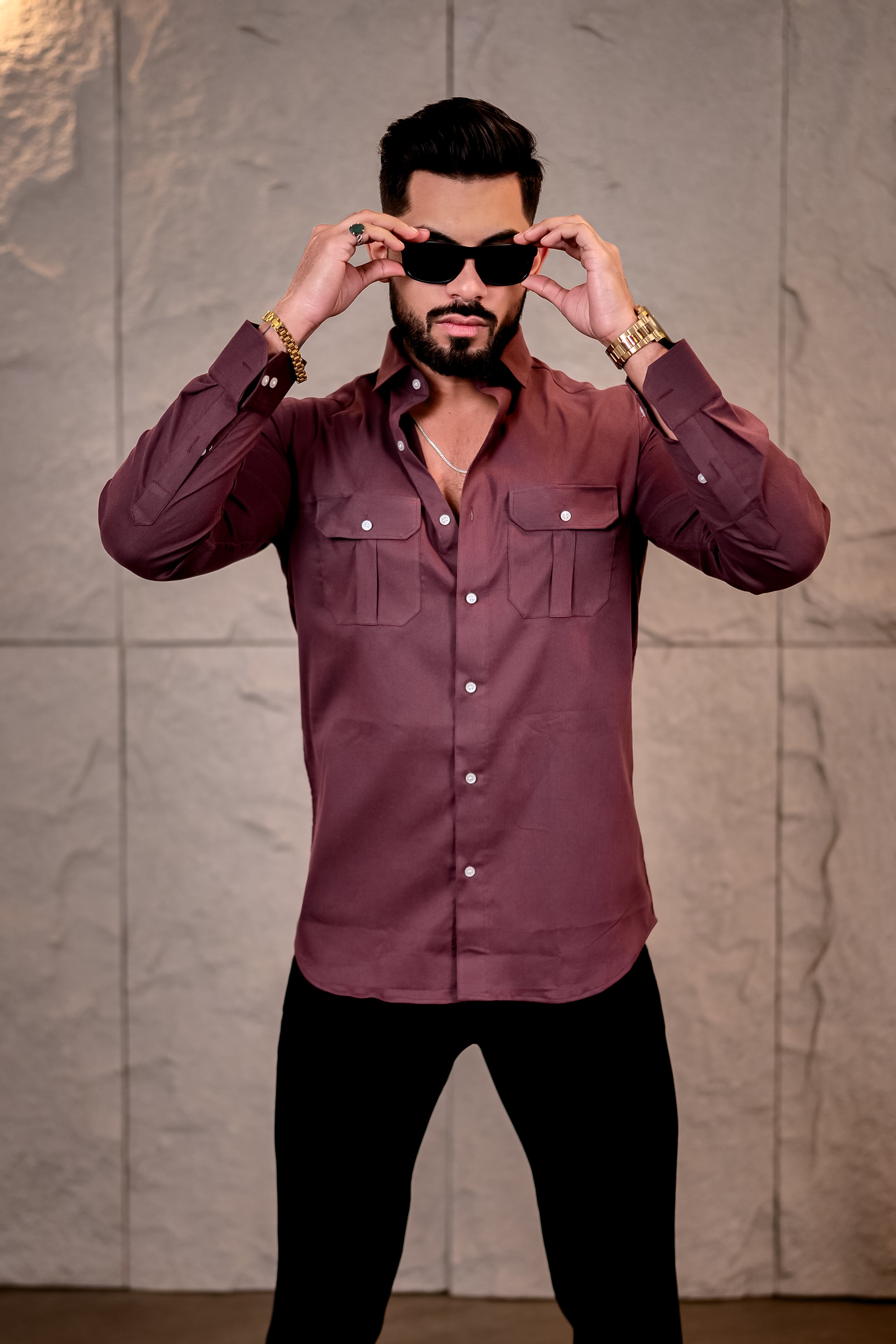 Burnt Brown Corduroy Premium Cotton Shirt