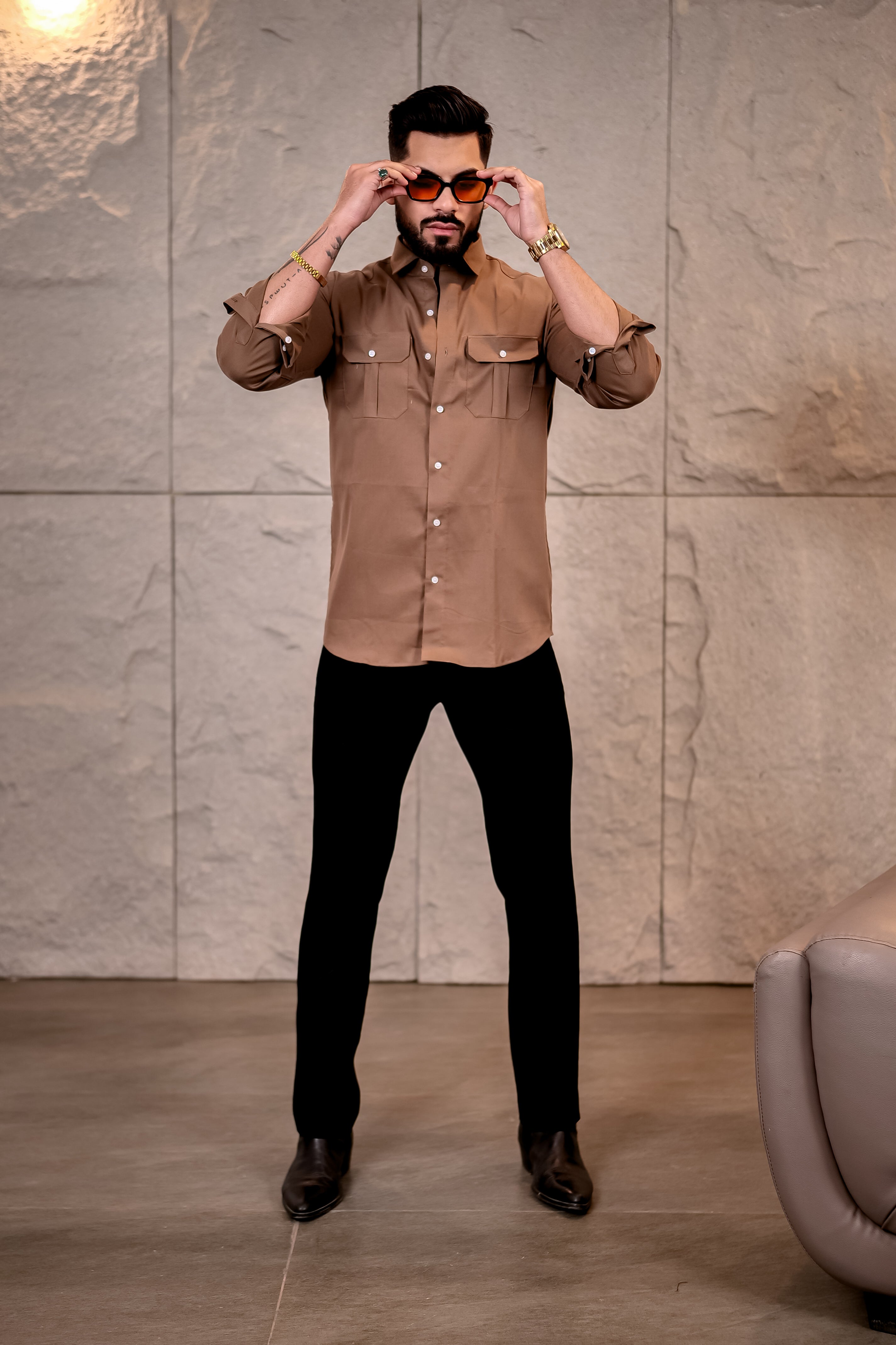 Brown Corduroy Premium Cotton Shirt