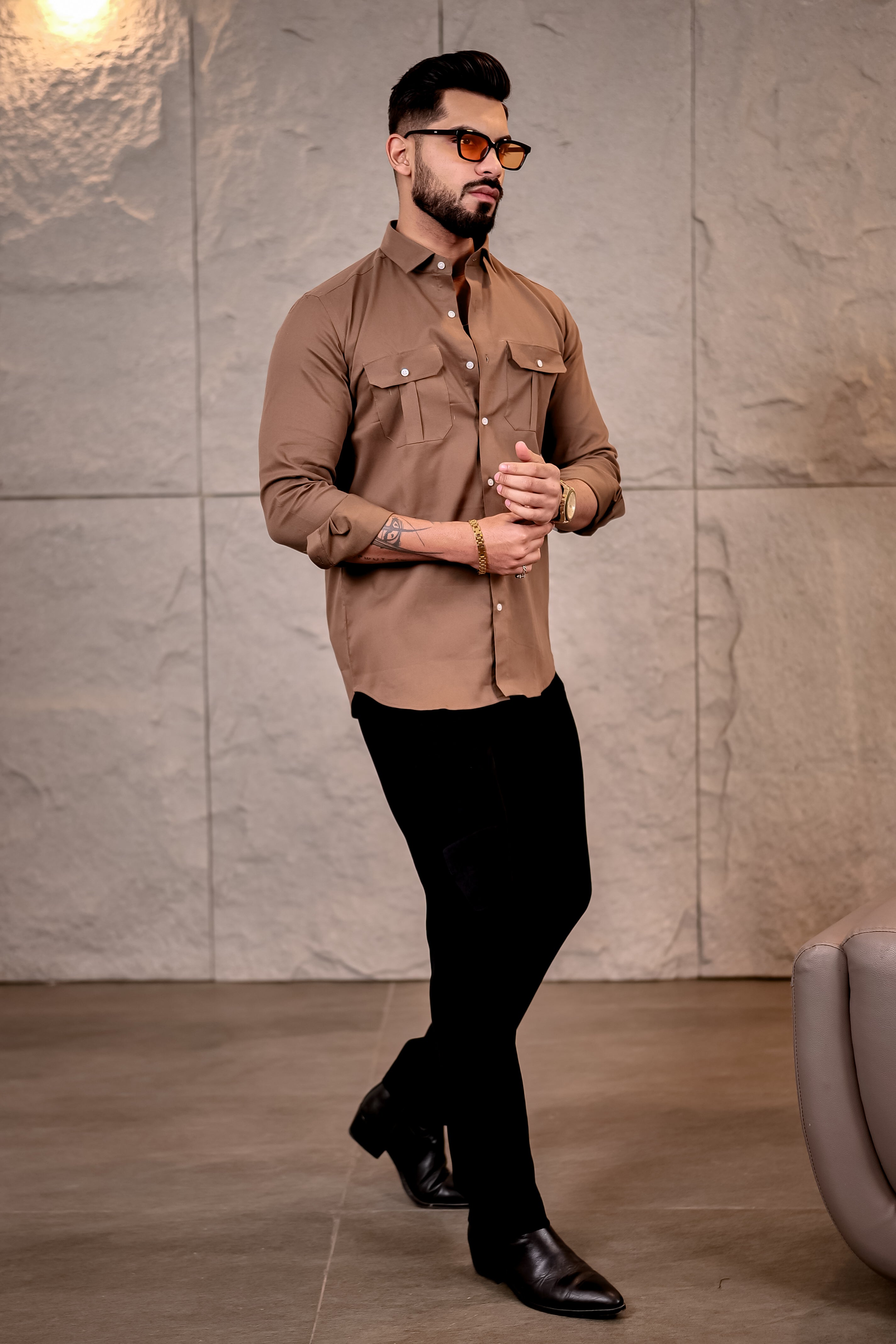 Brown Corduroy Premium Cotton Shirt