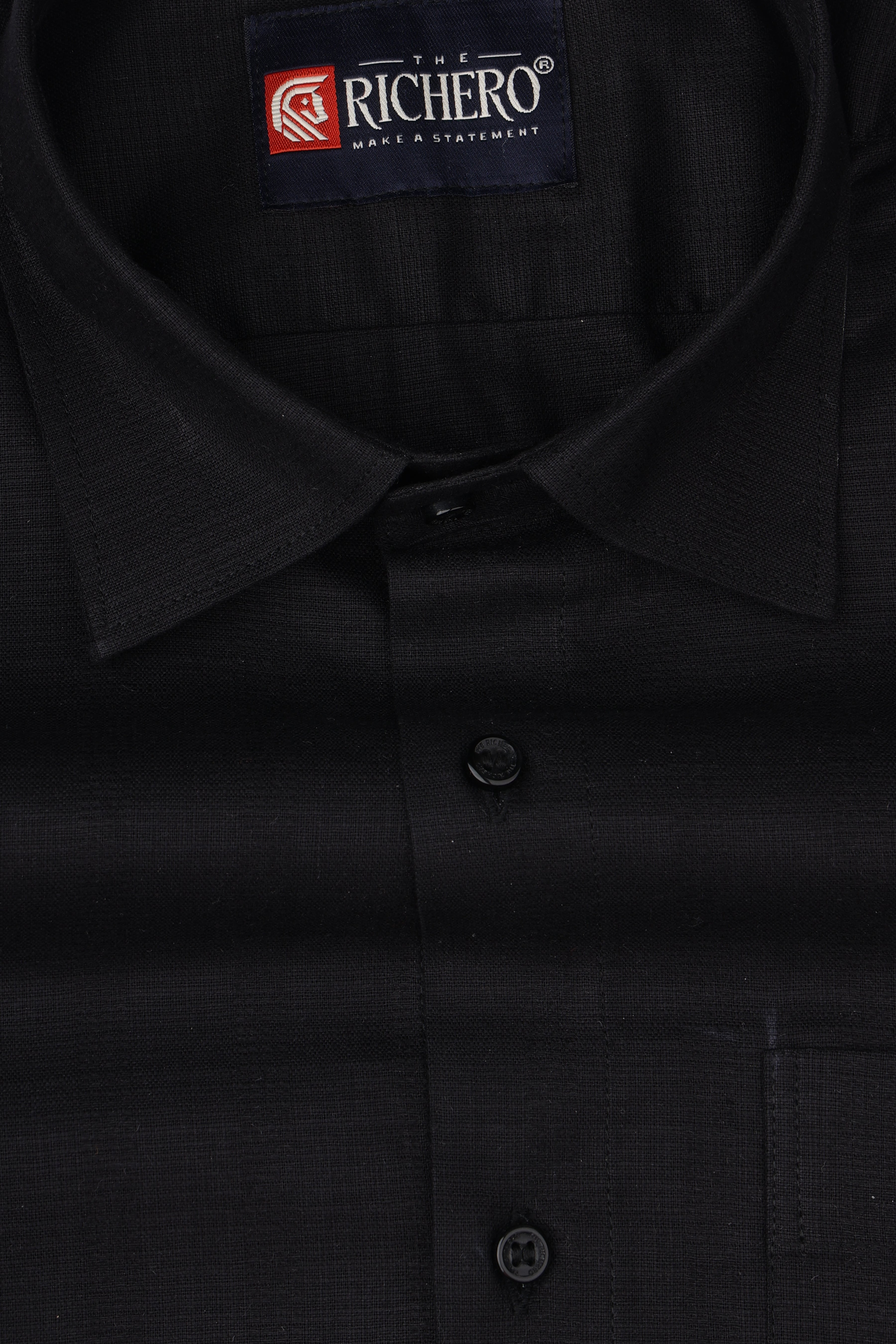 Plain Black Giza Cotton Men's Shirt