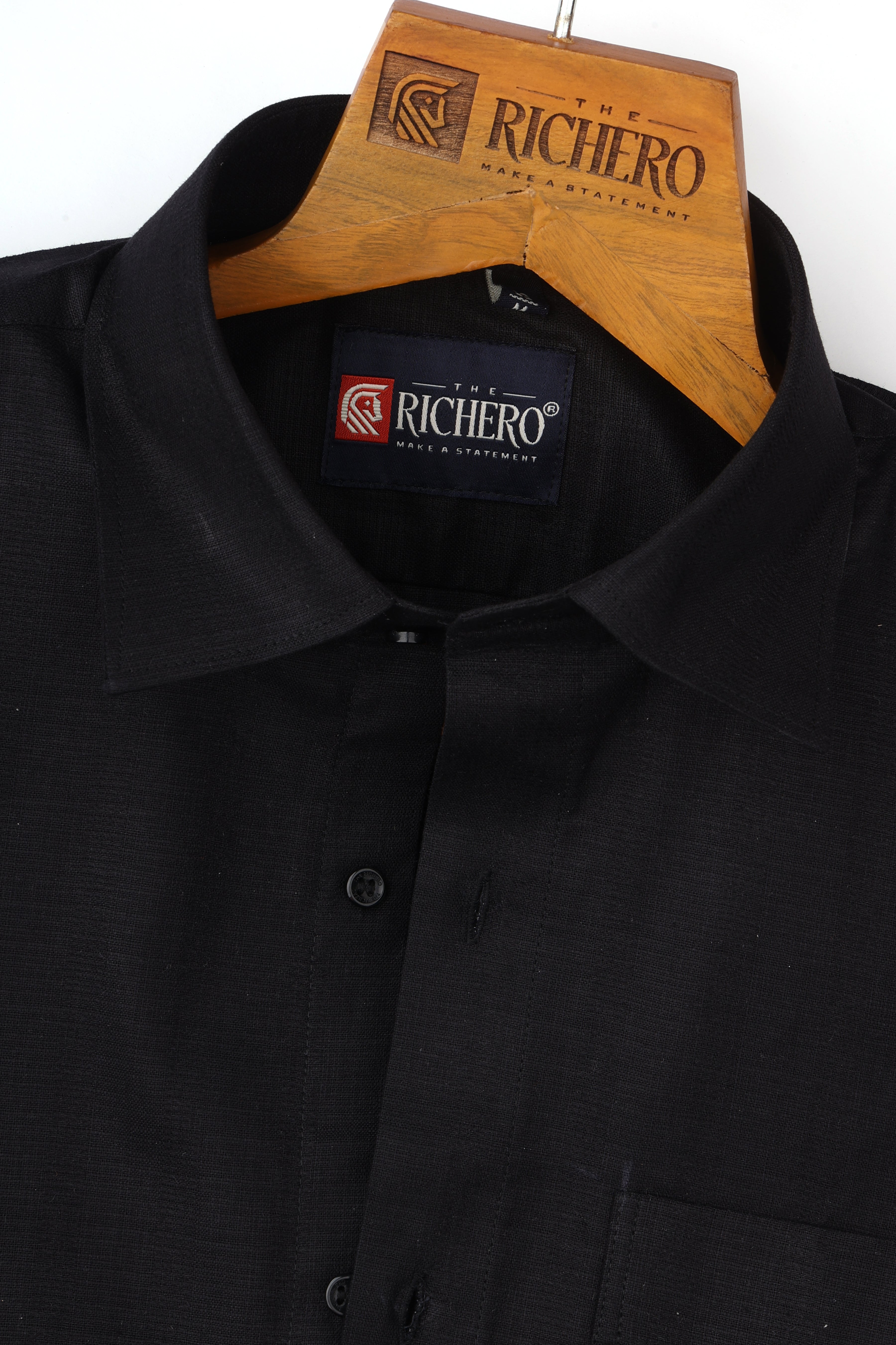 Plain Black Giza Cotton Men's Shirt