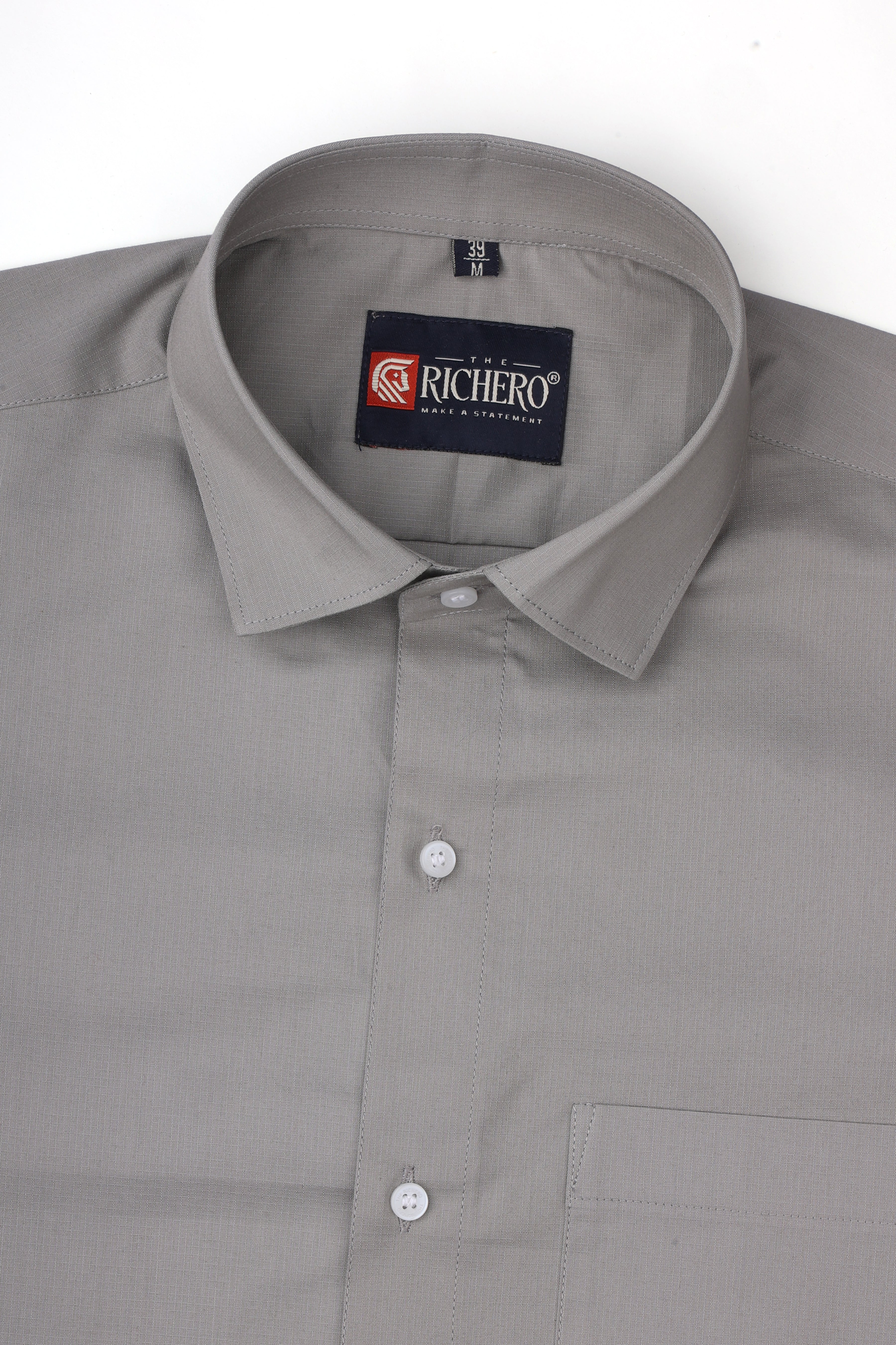 Plain Gray Giza Cotton Men's Shirt