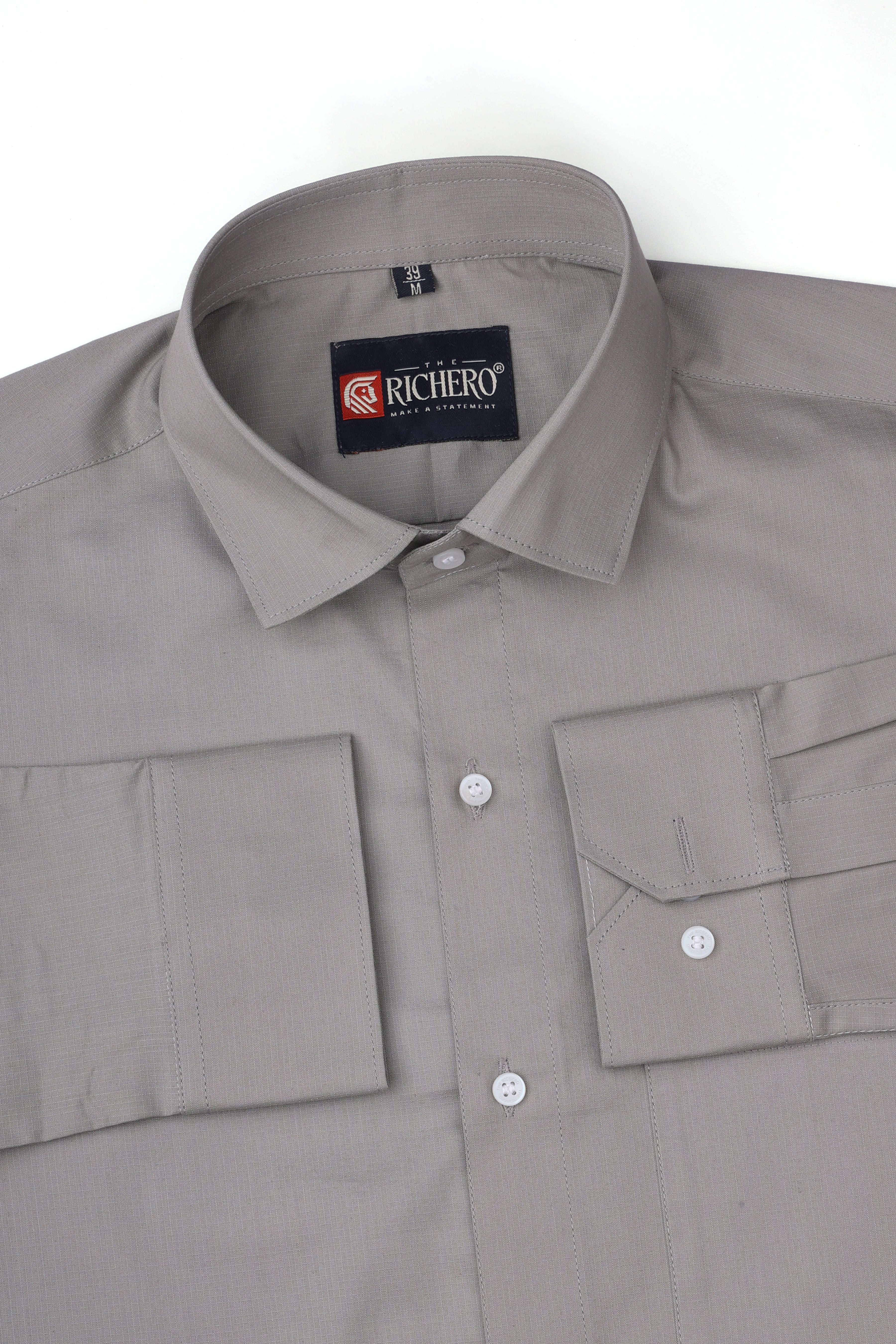 Plain Gray Giza Cotton Men's Shirt