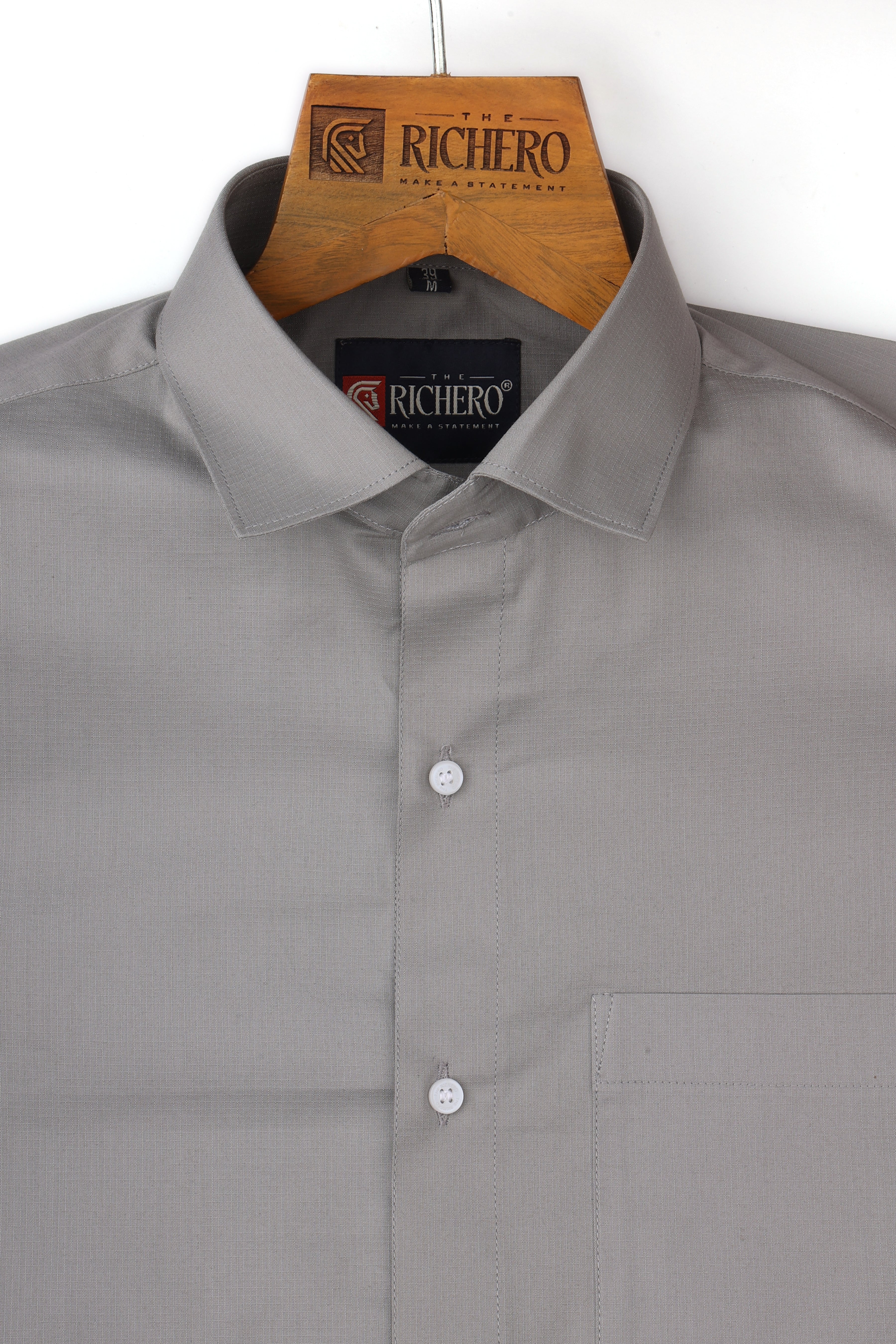 Plain Gray Giza Cotton Men's Shirt