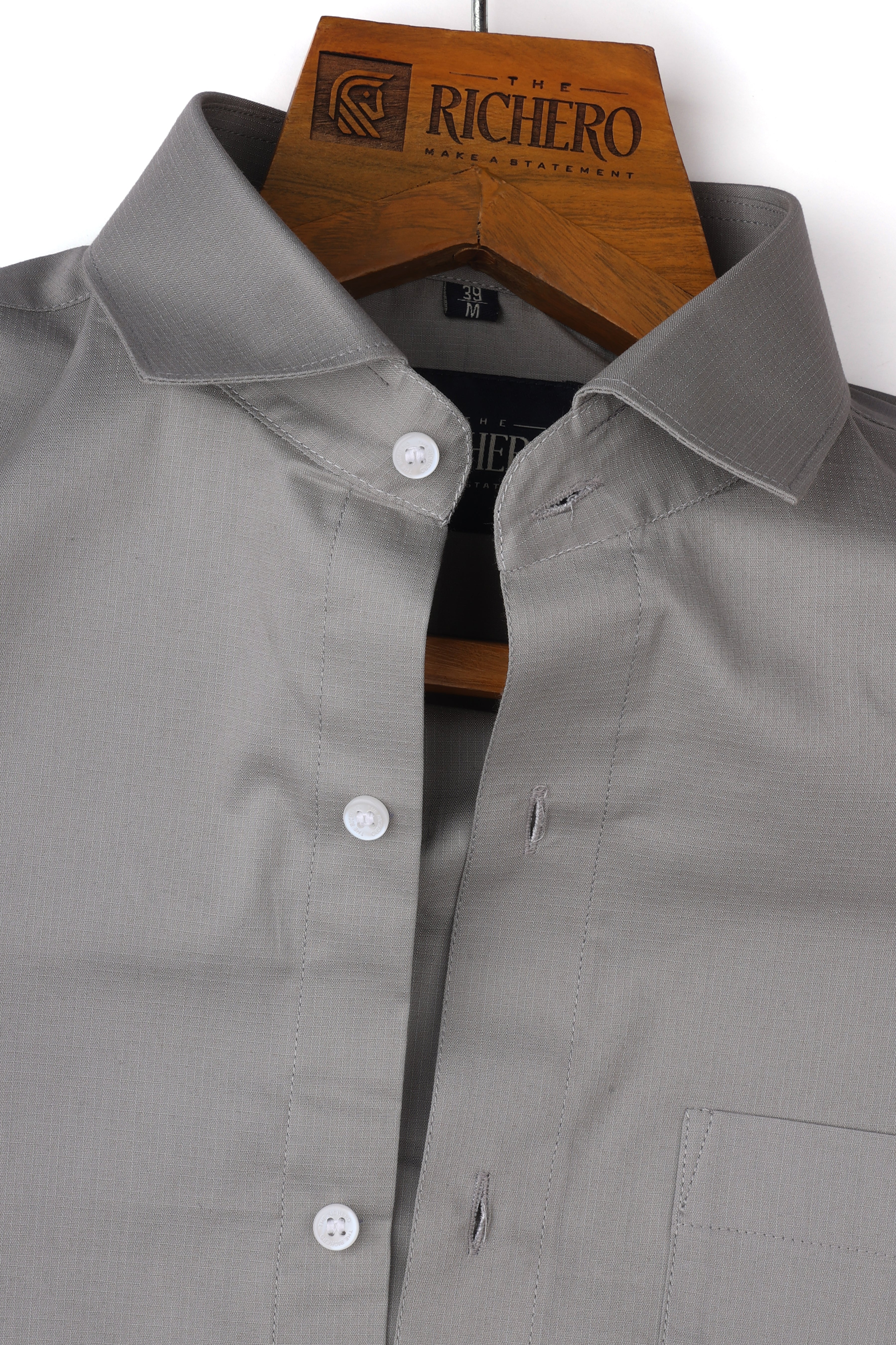 Plain Gray Giza Cotton Men's Shirt