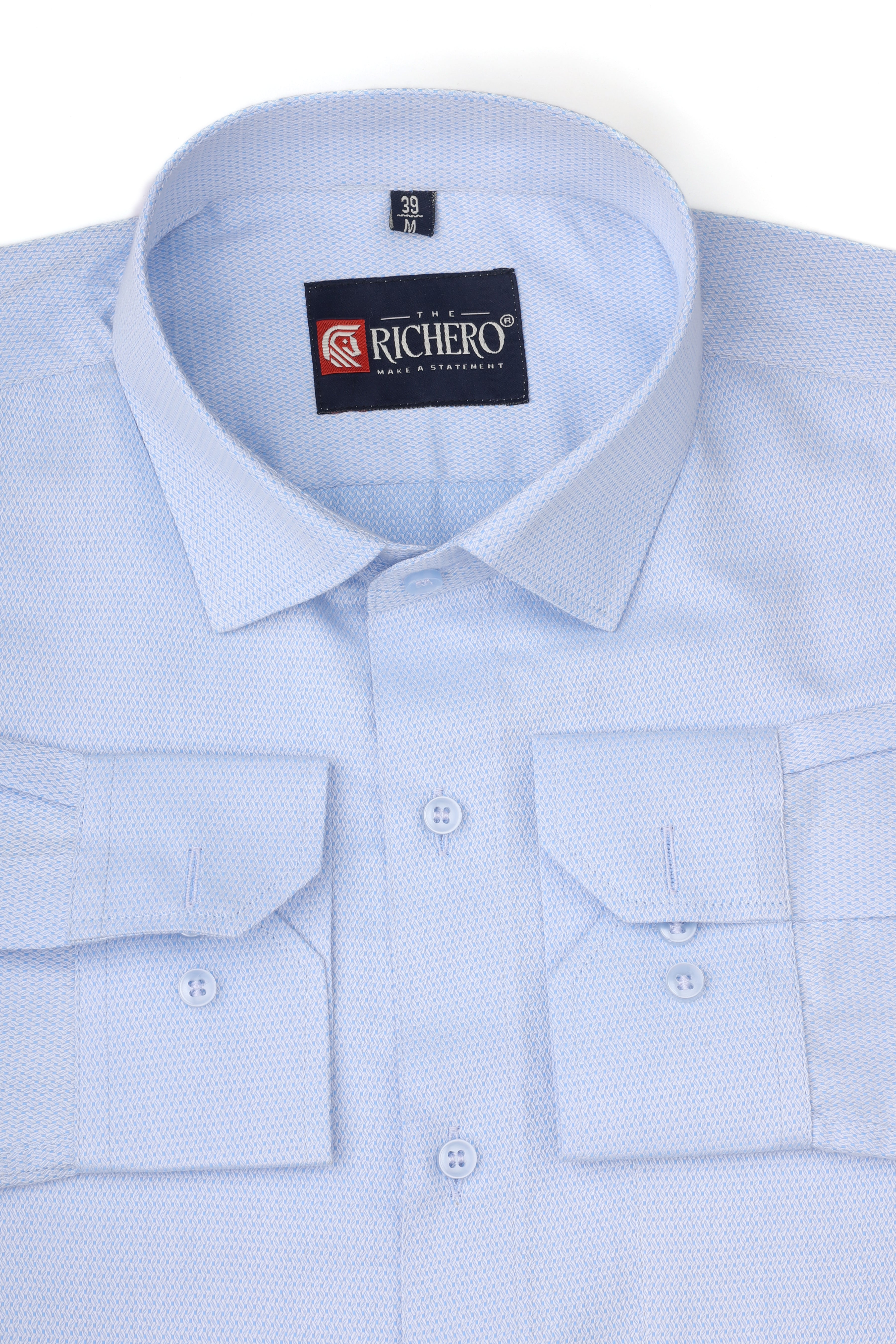 Plain Light Blue Giza Cotton Men's Shirt