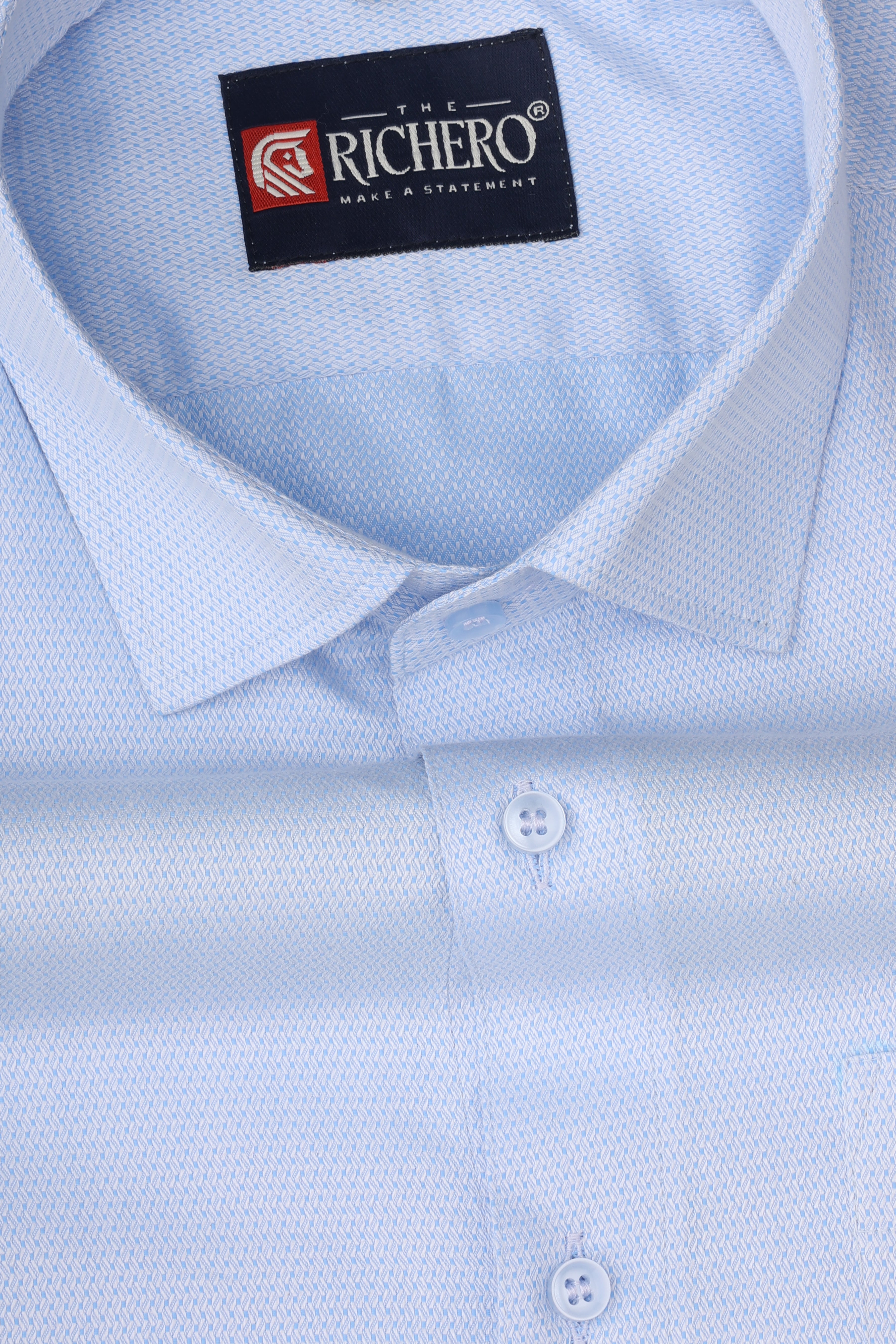 Plain Light Blue Giza Cotton Men's Shirt