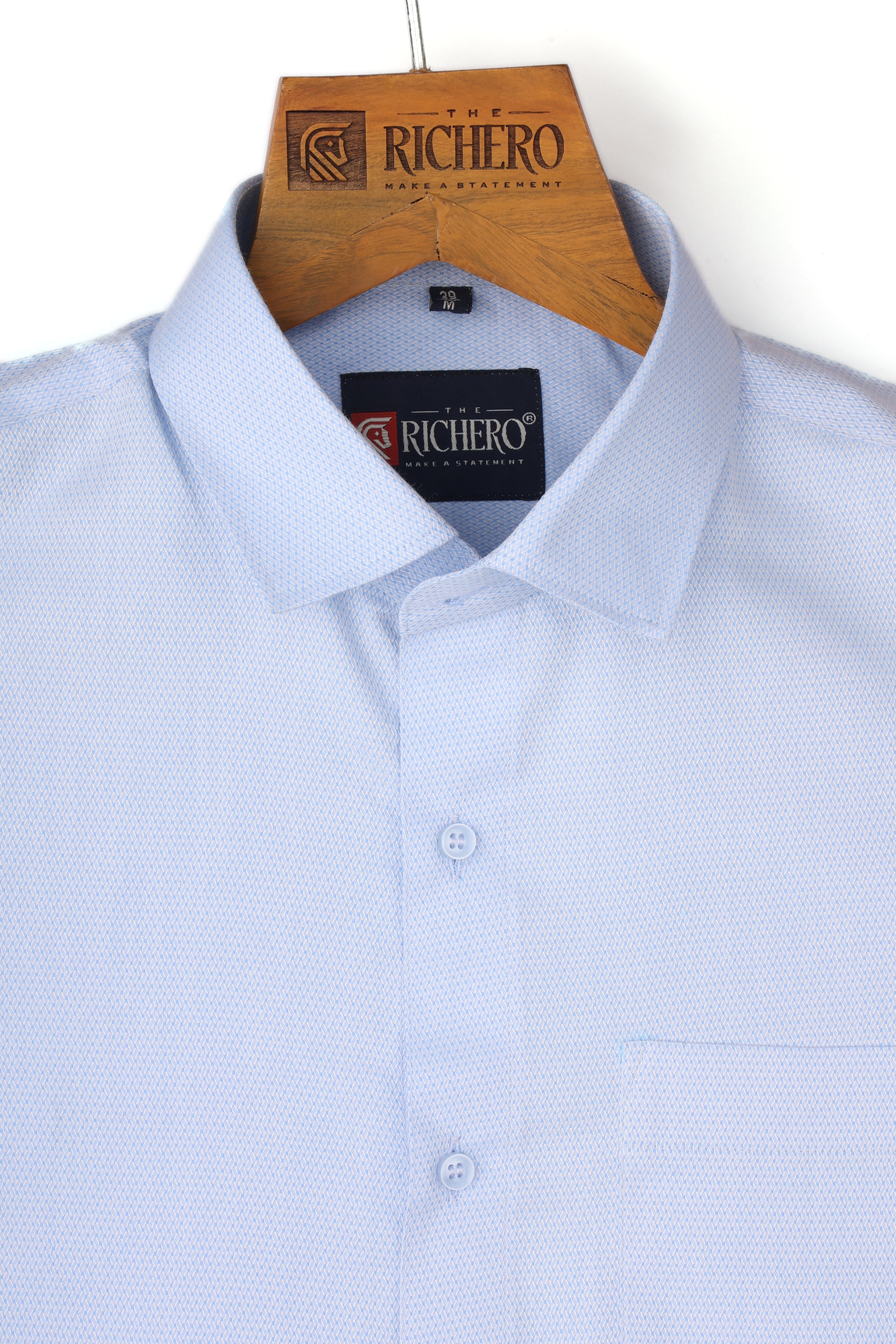 Plain Light Blue Giza Cotton Men's Shirt