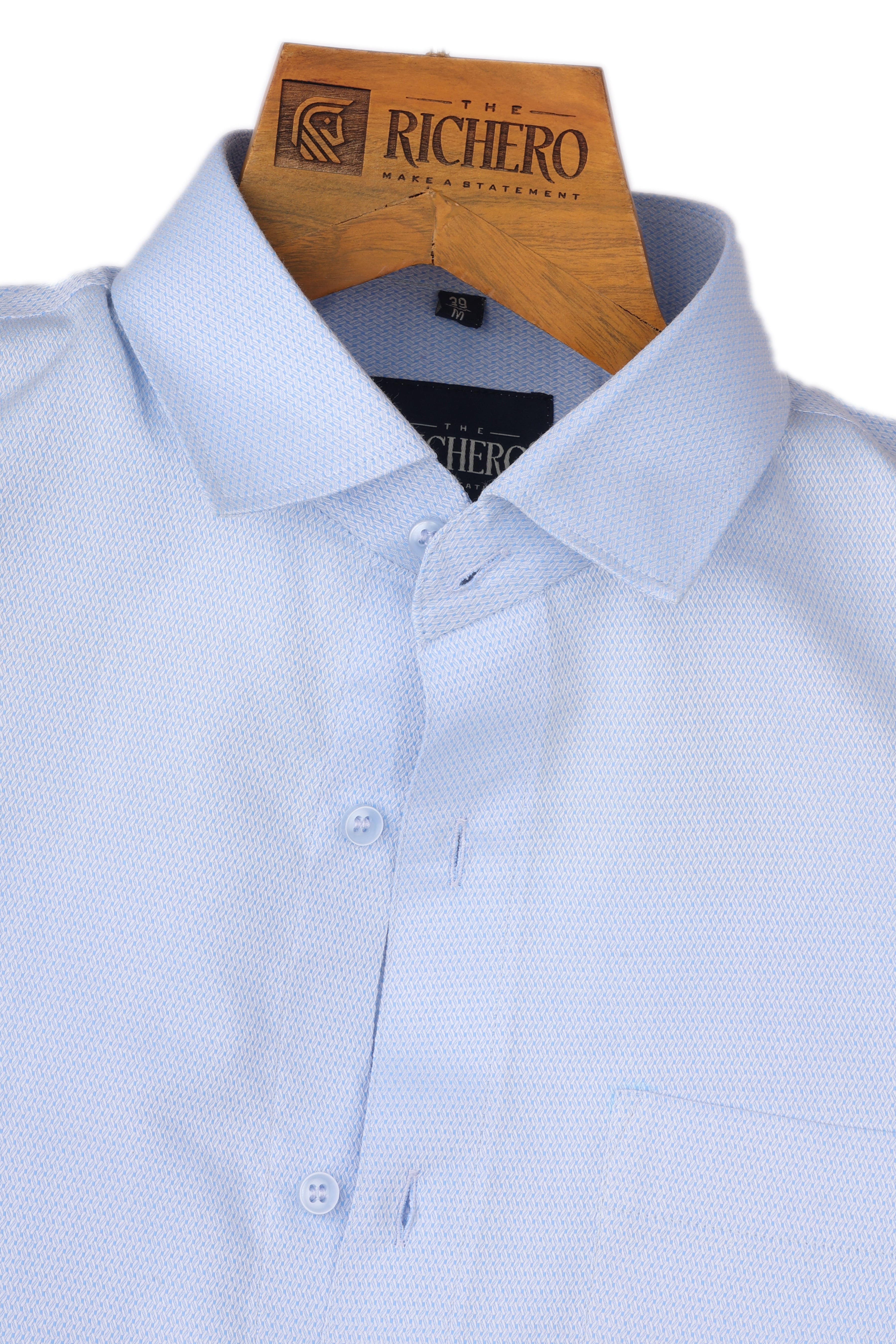 Plain Light Blue Giza Cotton Men's Shirt