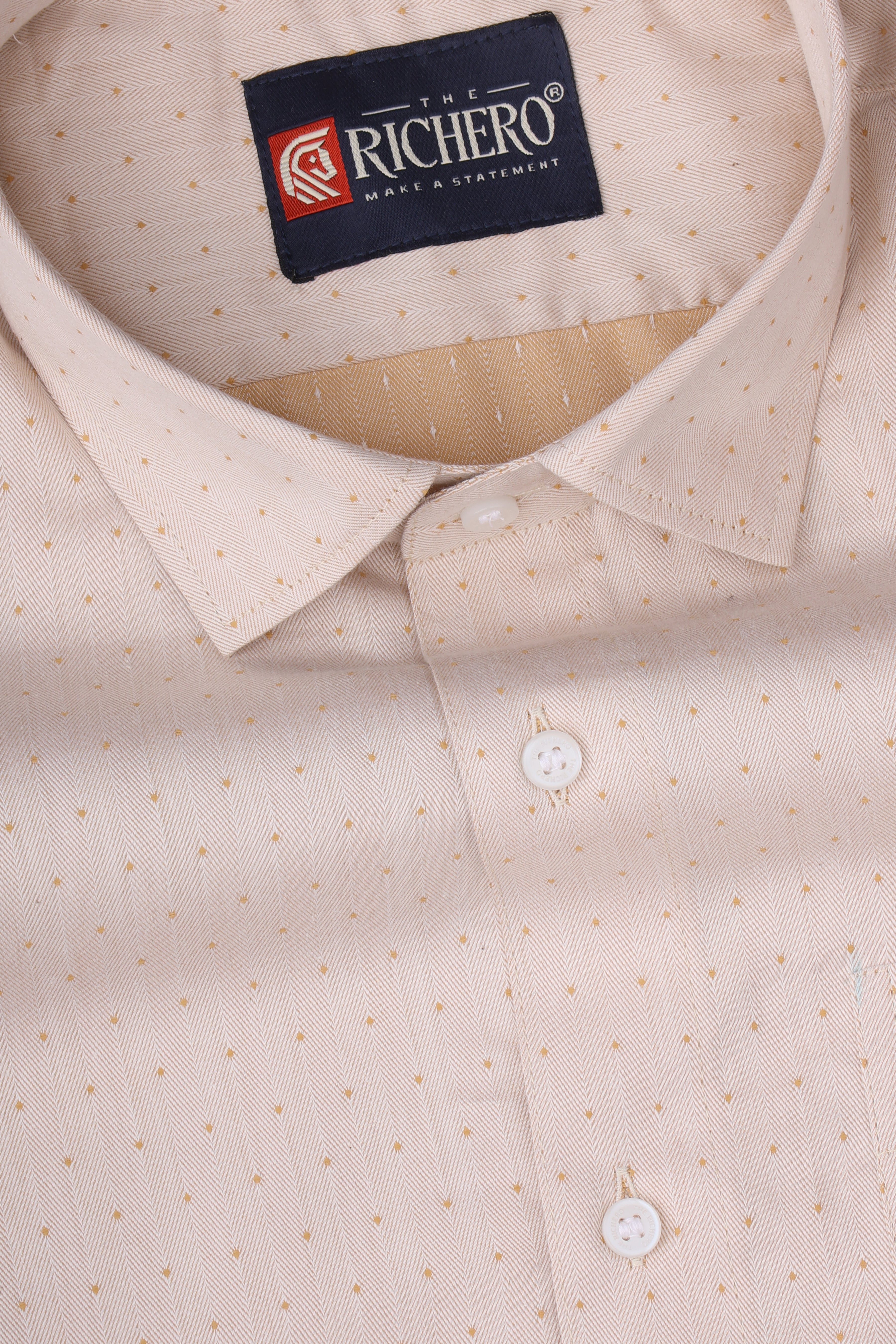 Plain Light Cream Giza Cotton Men's Shirt