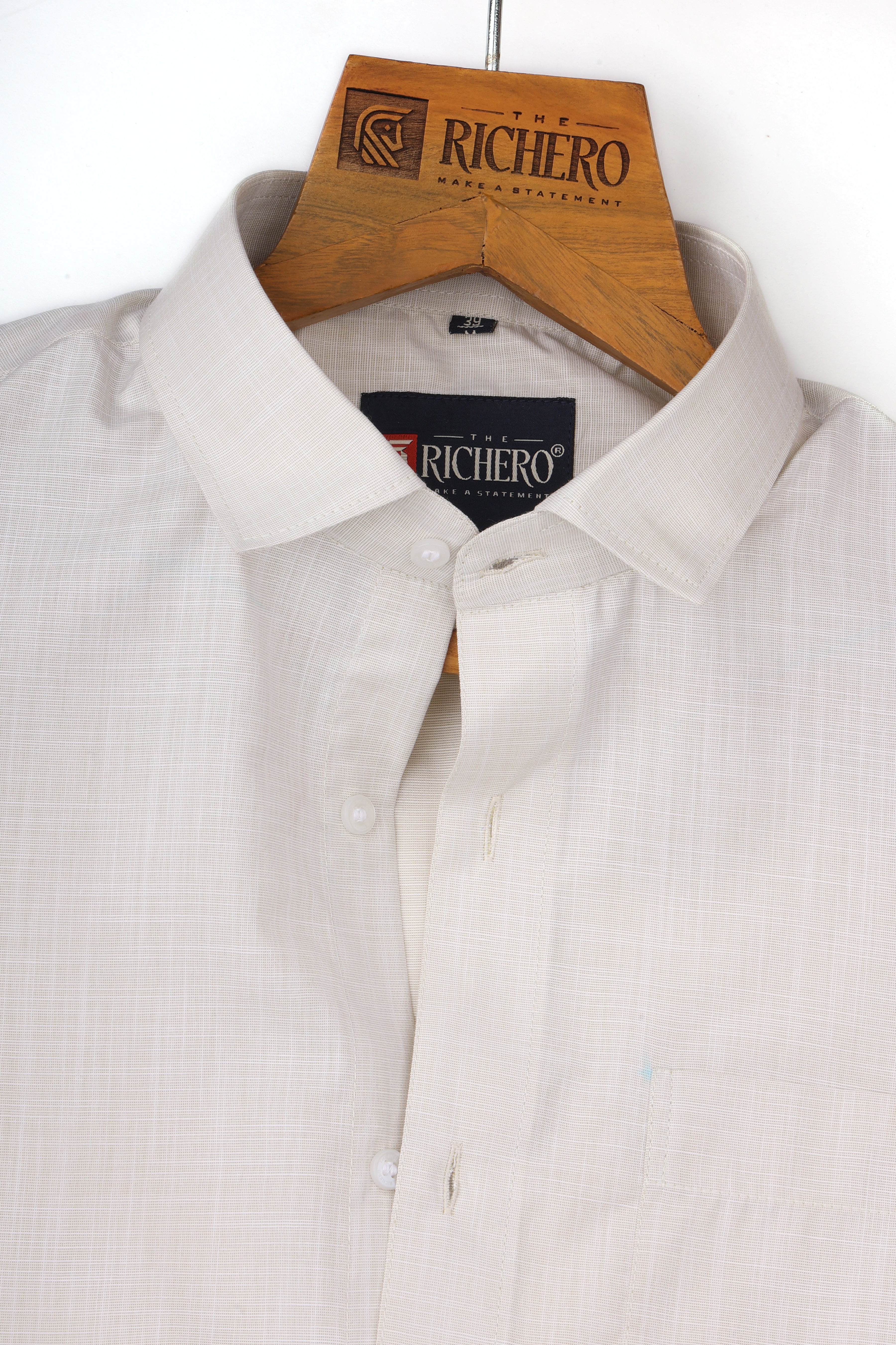 Plain Summer Breeze Knit Cream  Giza Cotton Men's Shirt