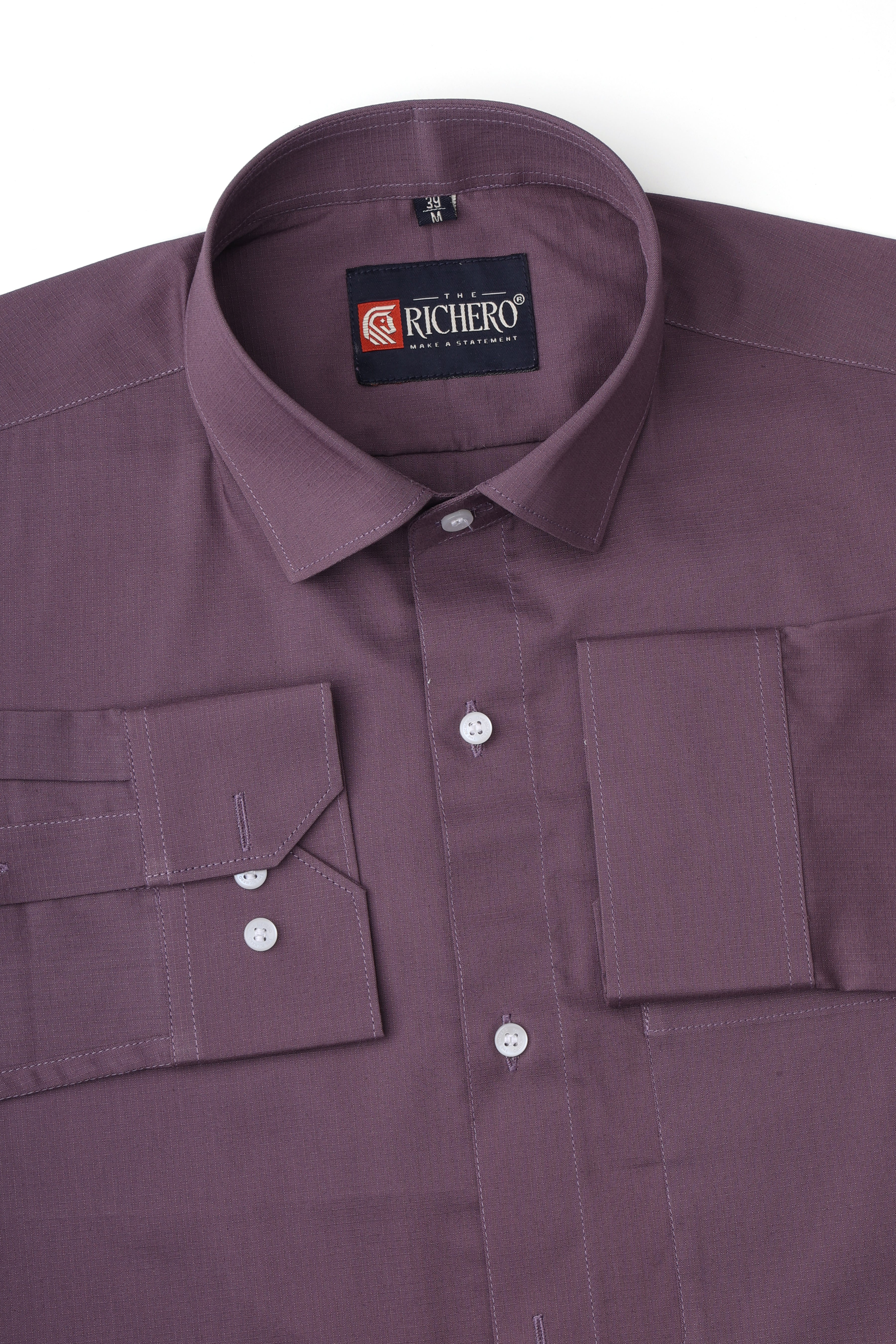 Nano Checks Purple Cotton Men's Shirt