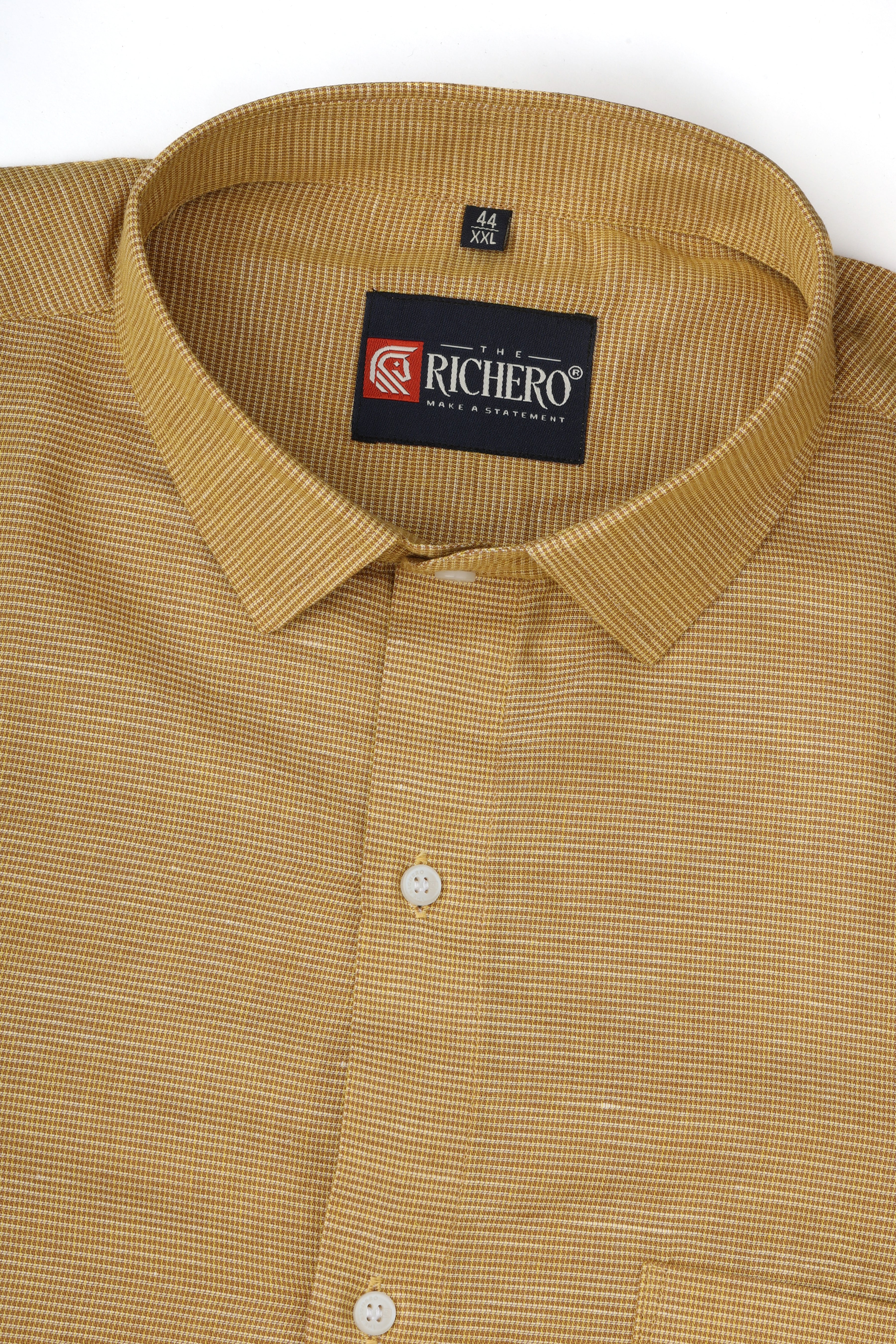 Textured Yellow Giza Cotton Men's Shirt