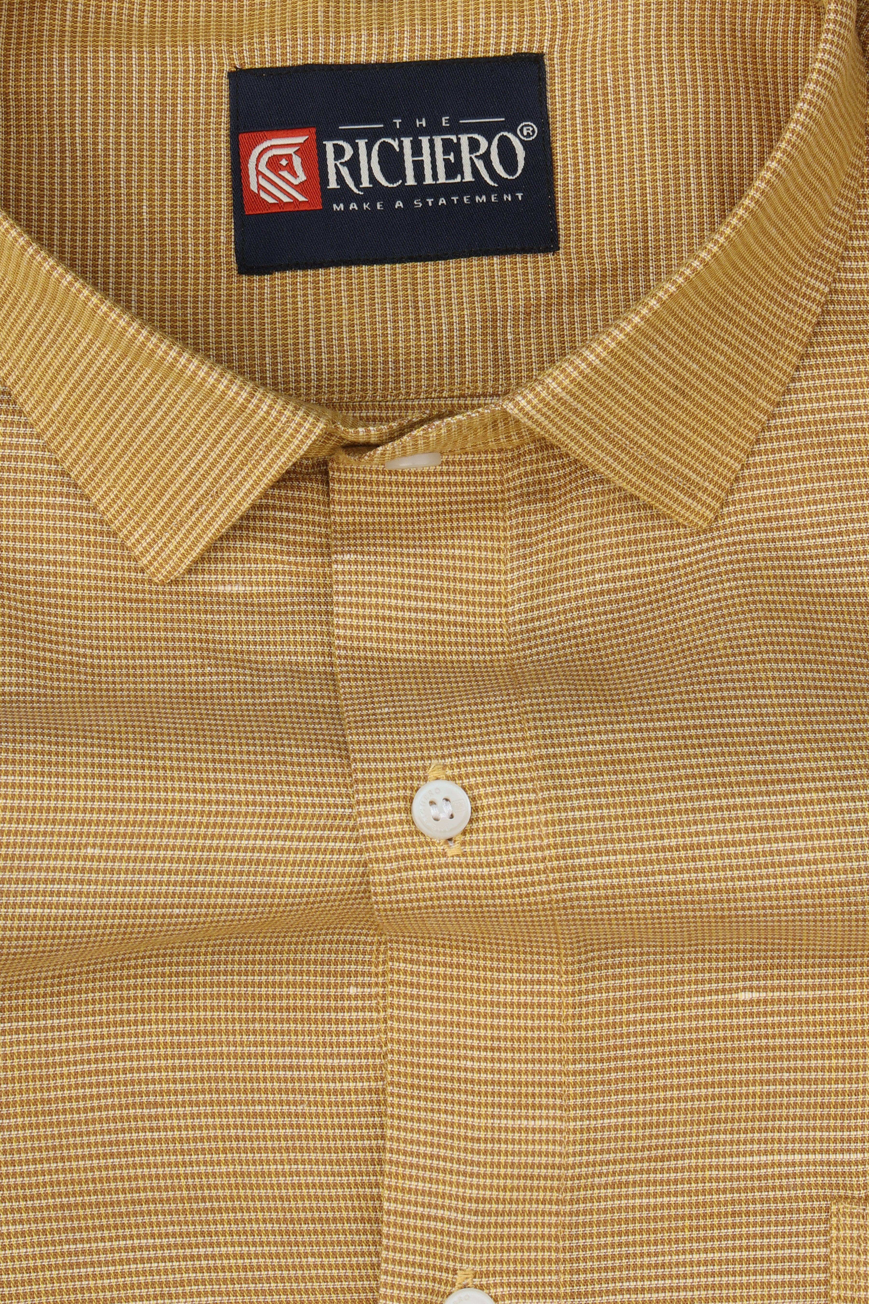 Textured Yellow Giza Cotton Men's Shirt