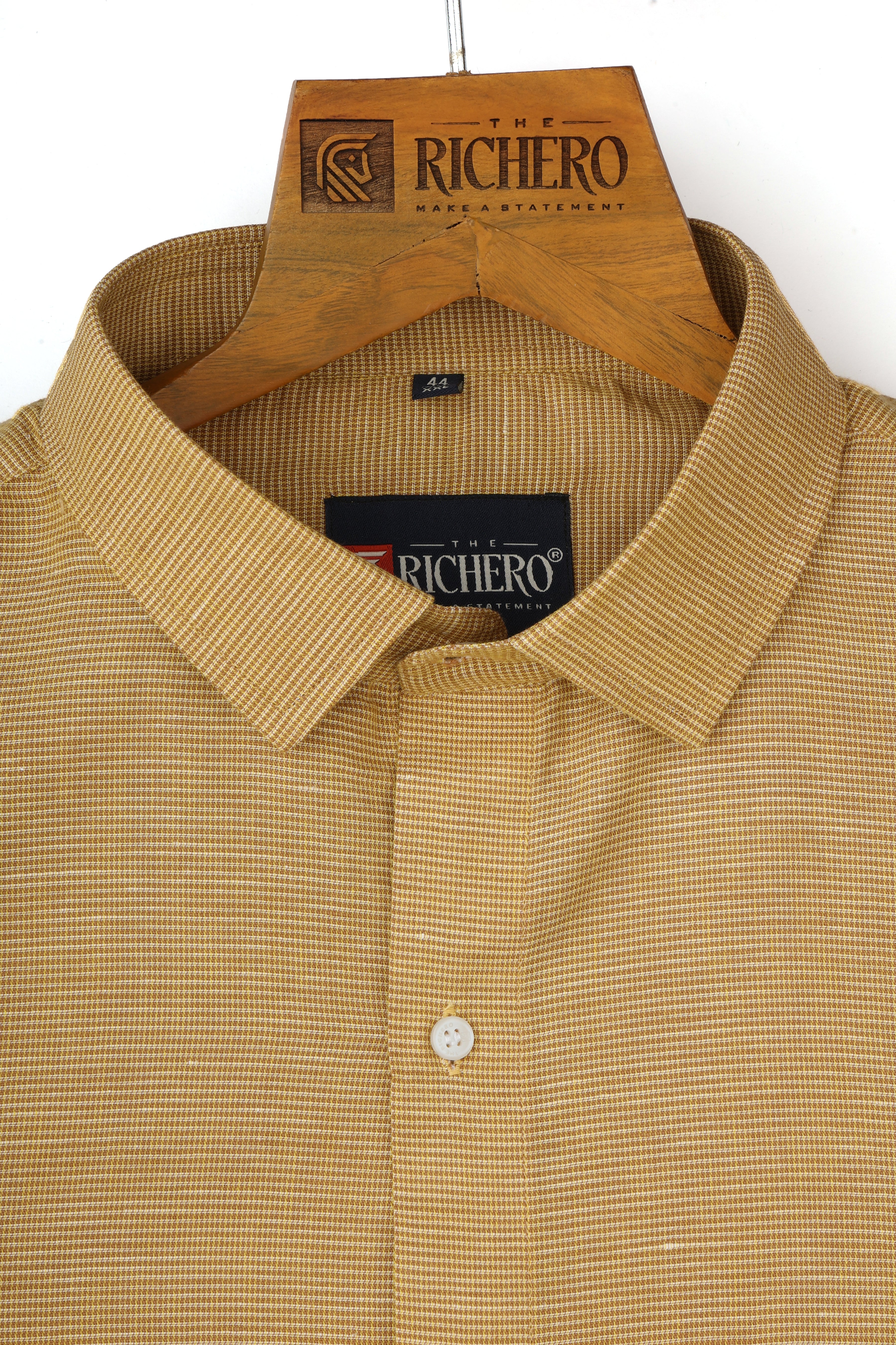 Textured Yellow Giza Cotton Men's Shirt