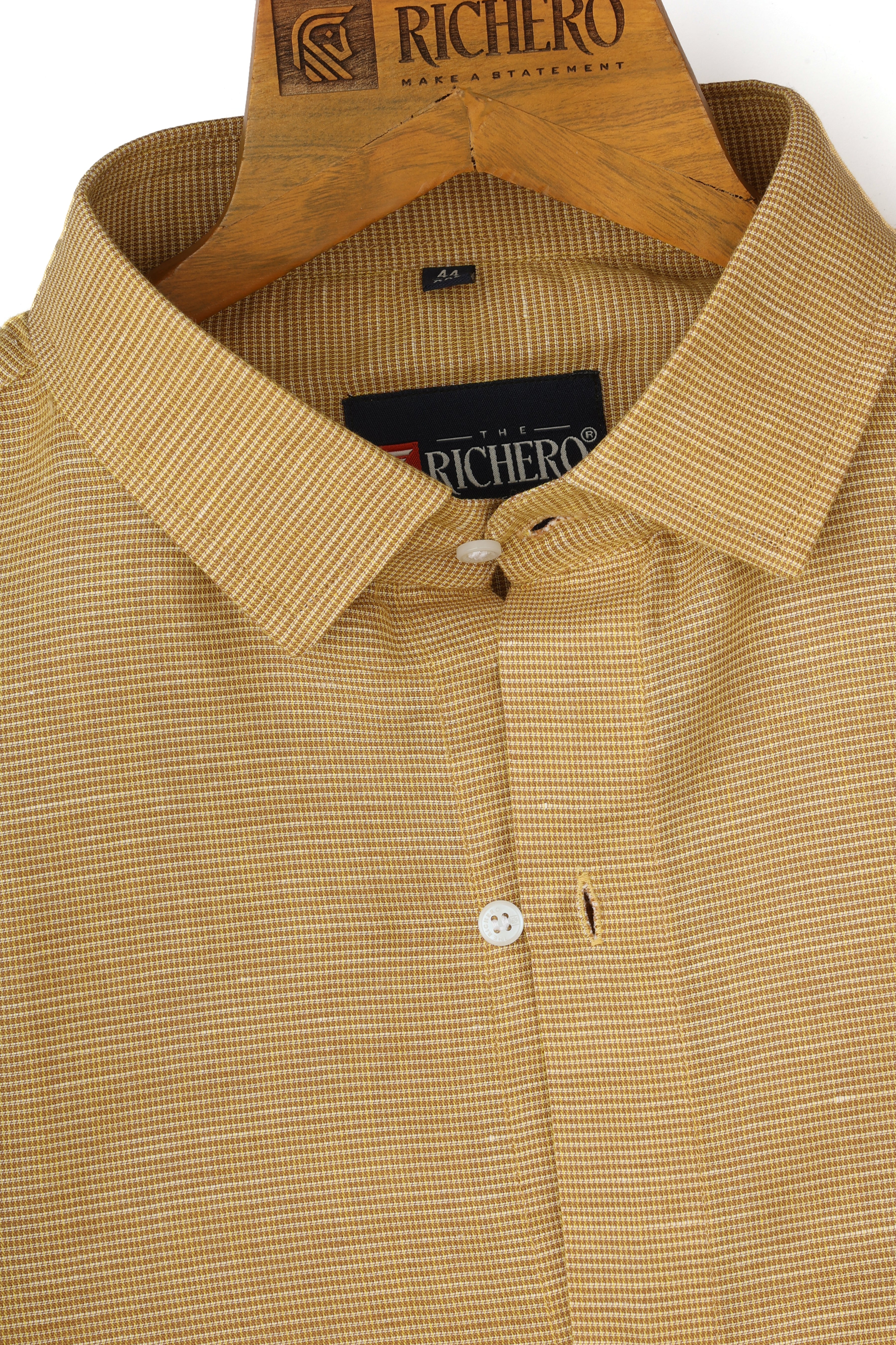 Textured Yellow Giza Cotton Men's Shirt