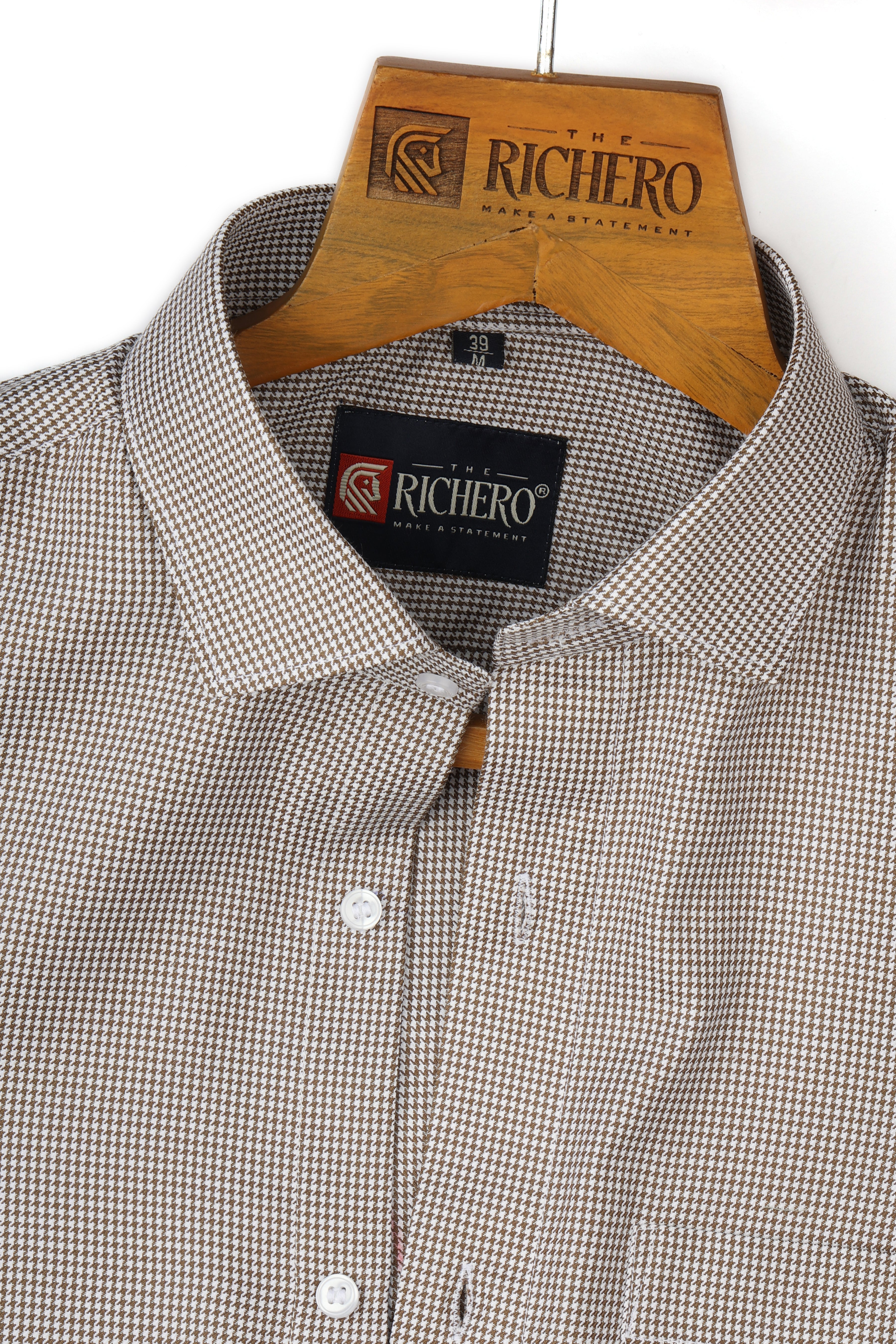 Zigzag Brown Giza Cotton Men's Shirt