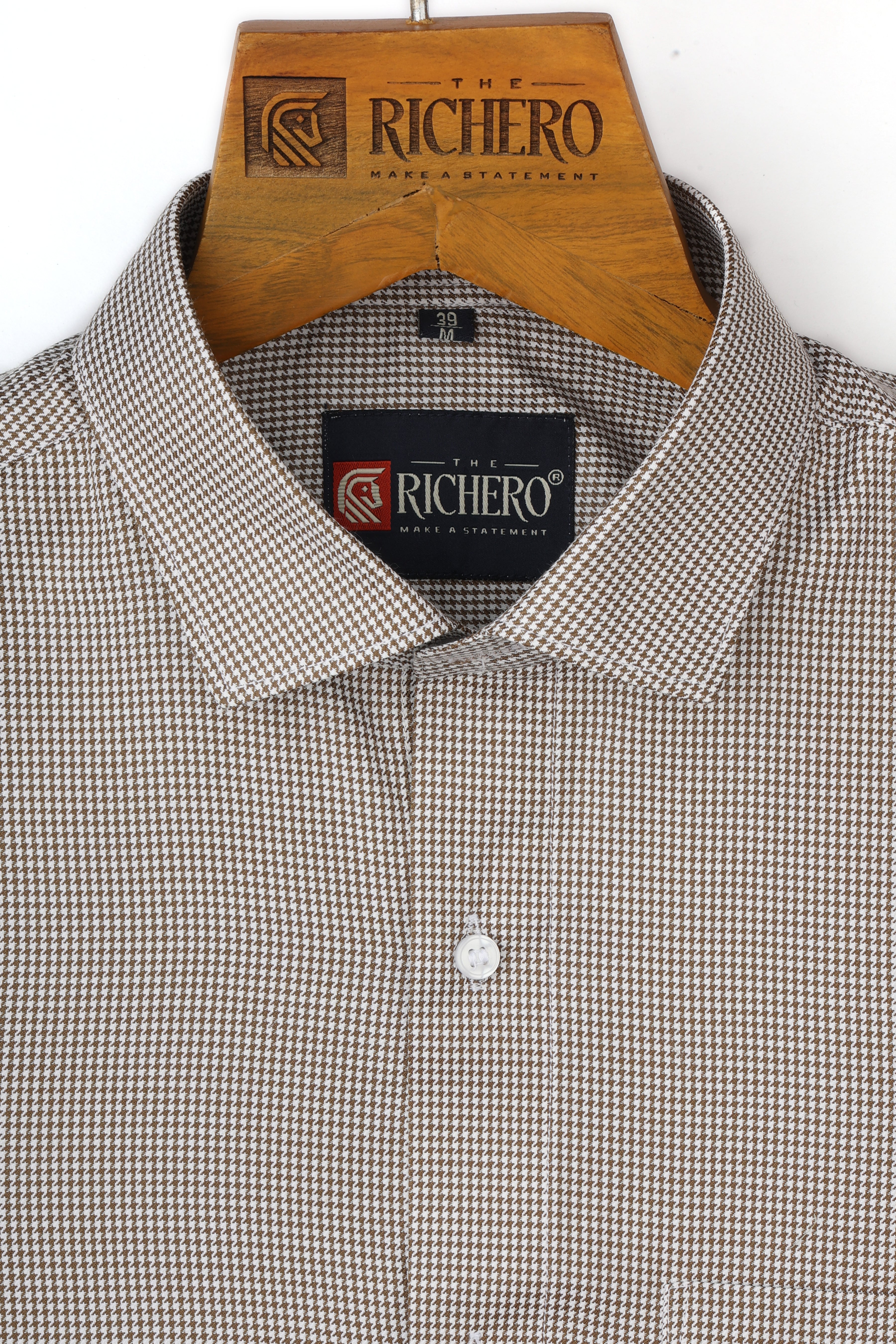 Zigzag Brown Giza Cotton Men's Shirt