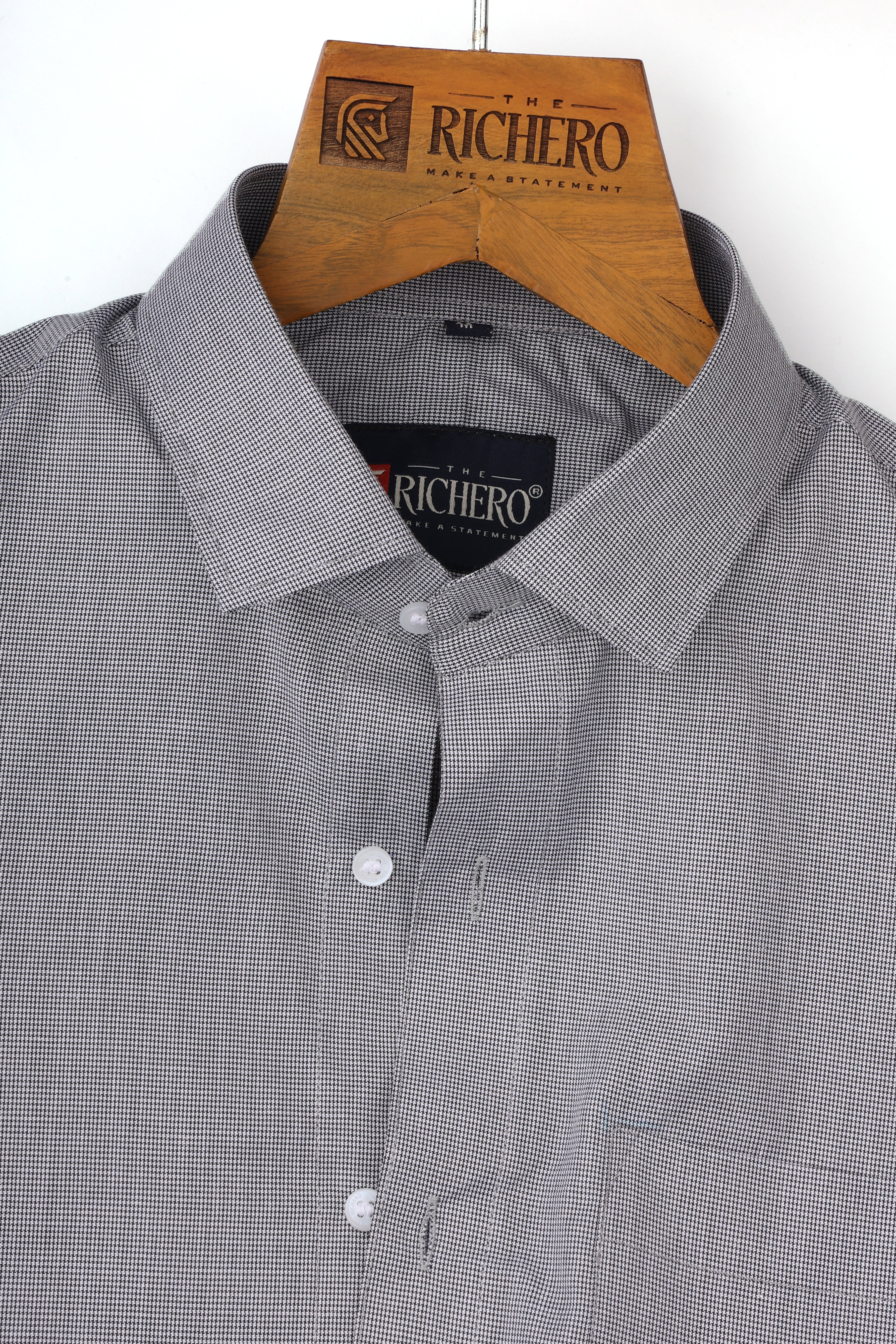 Zigzag Gray Giza Cotton Men's Shirt