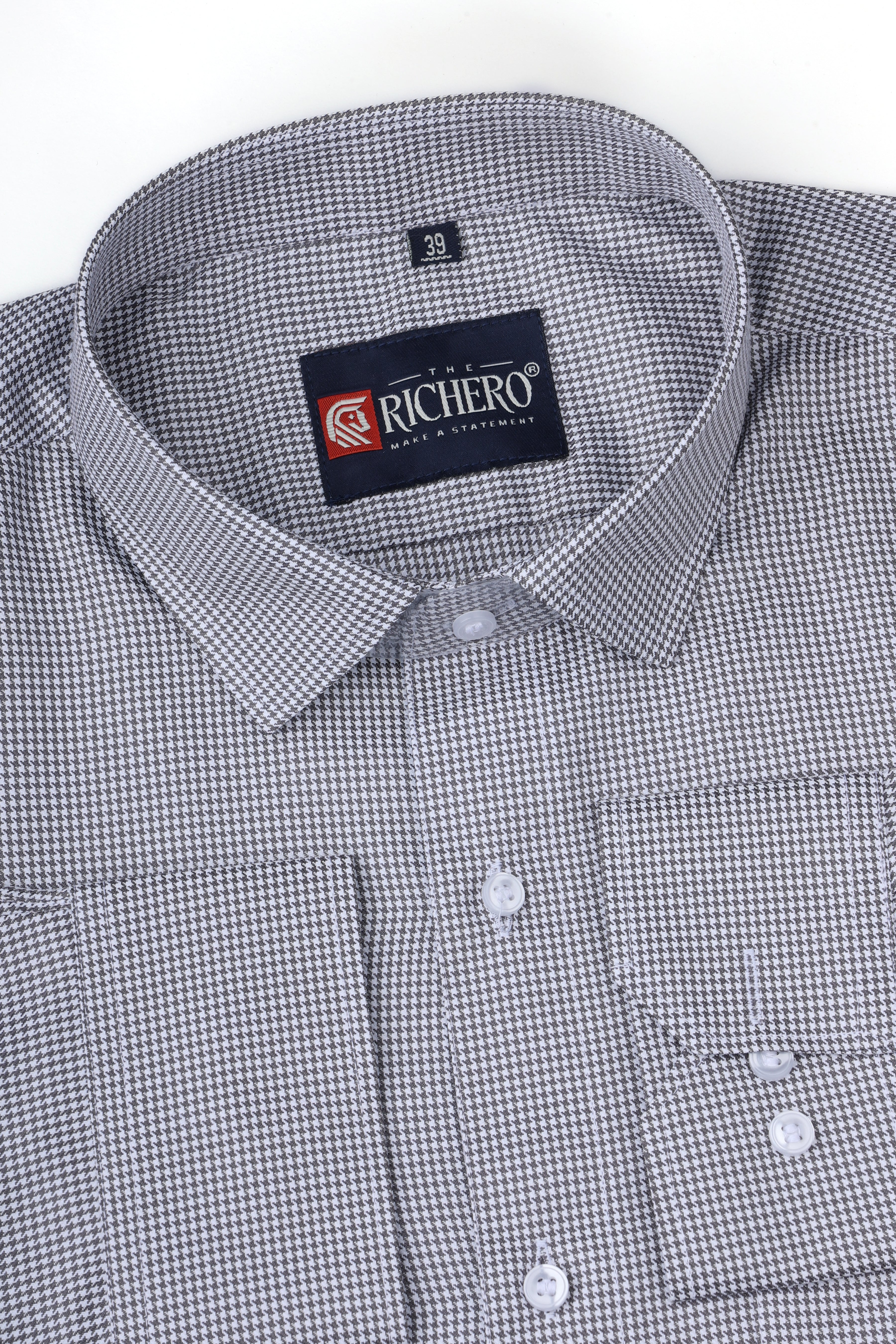 Zigzag Gray Giza Cotton Men's Shirt