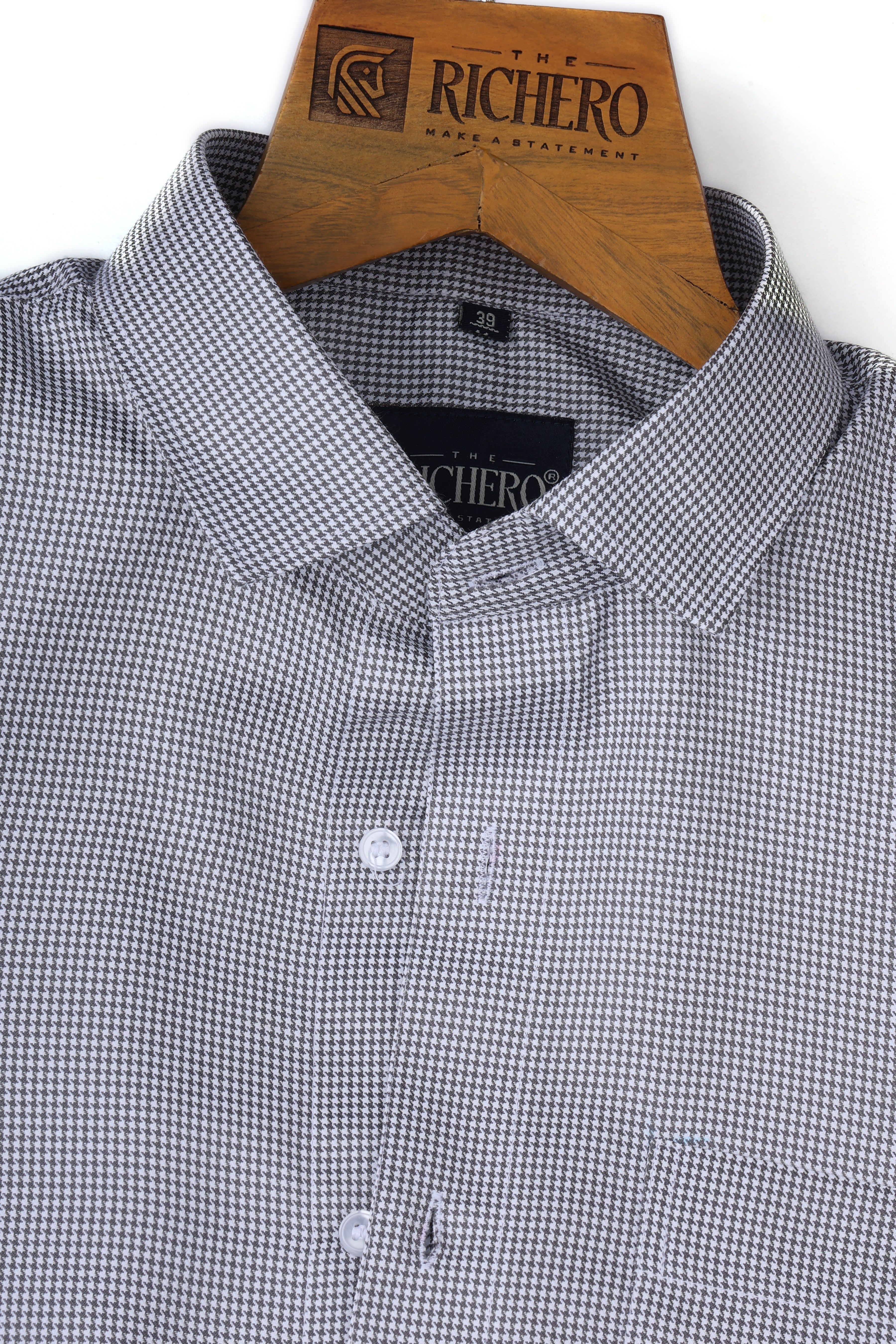 Zigzag Gray Giza Cotton Men's Shirt