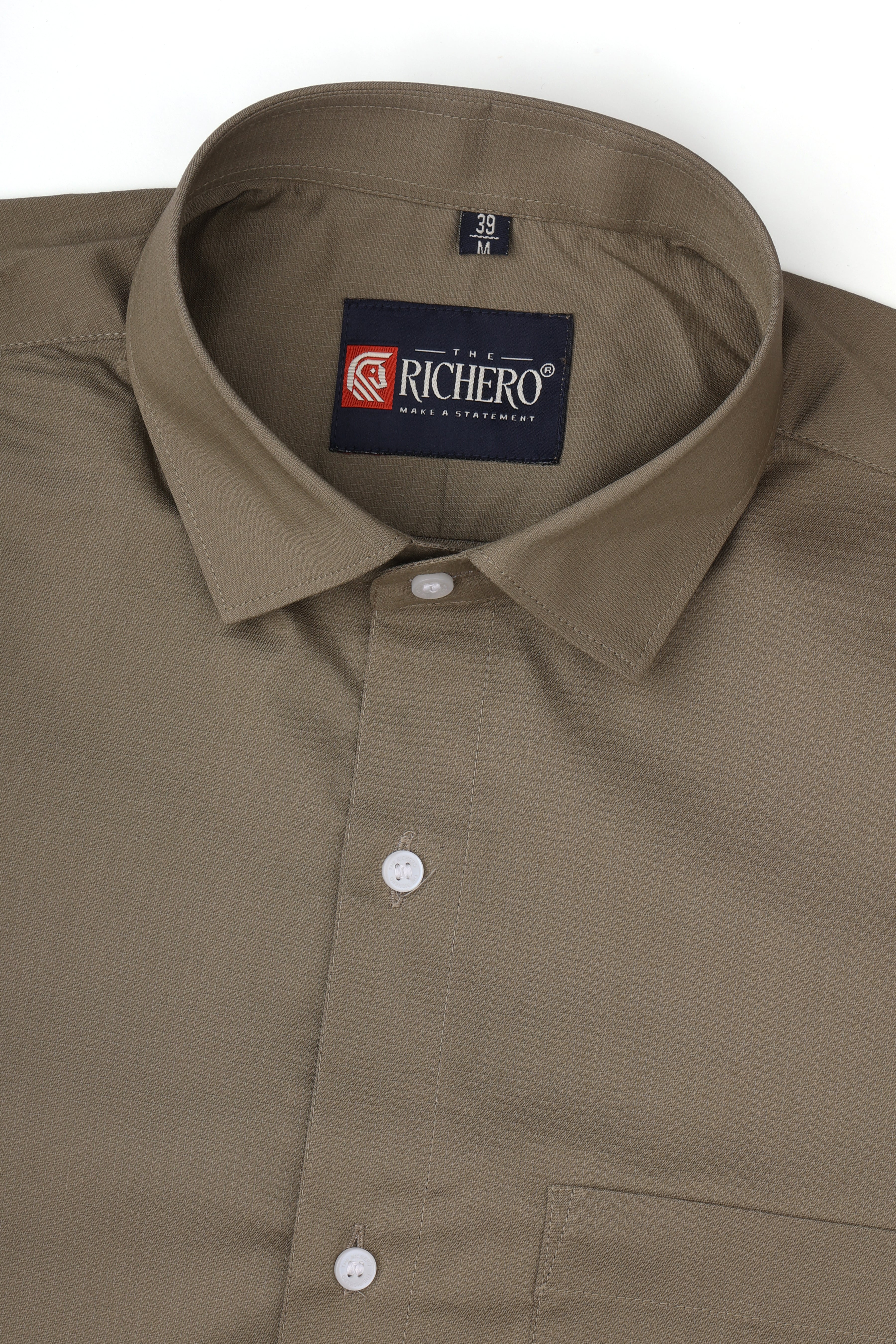 plain Brown Giza Cotton Men's Shirt