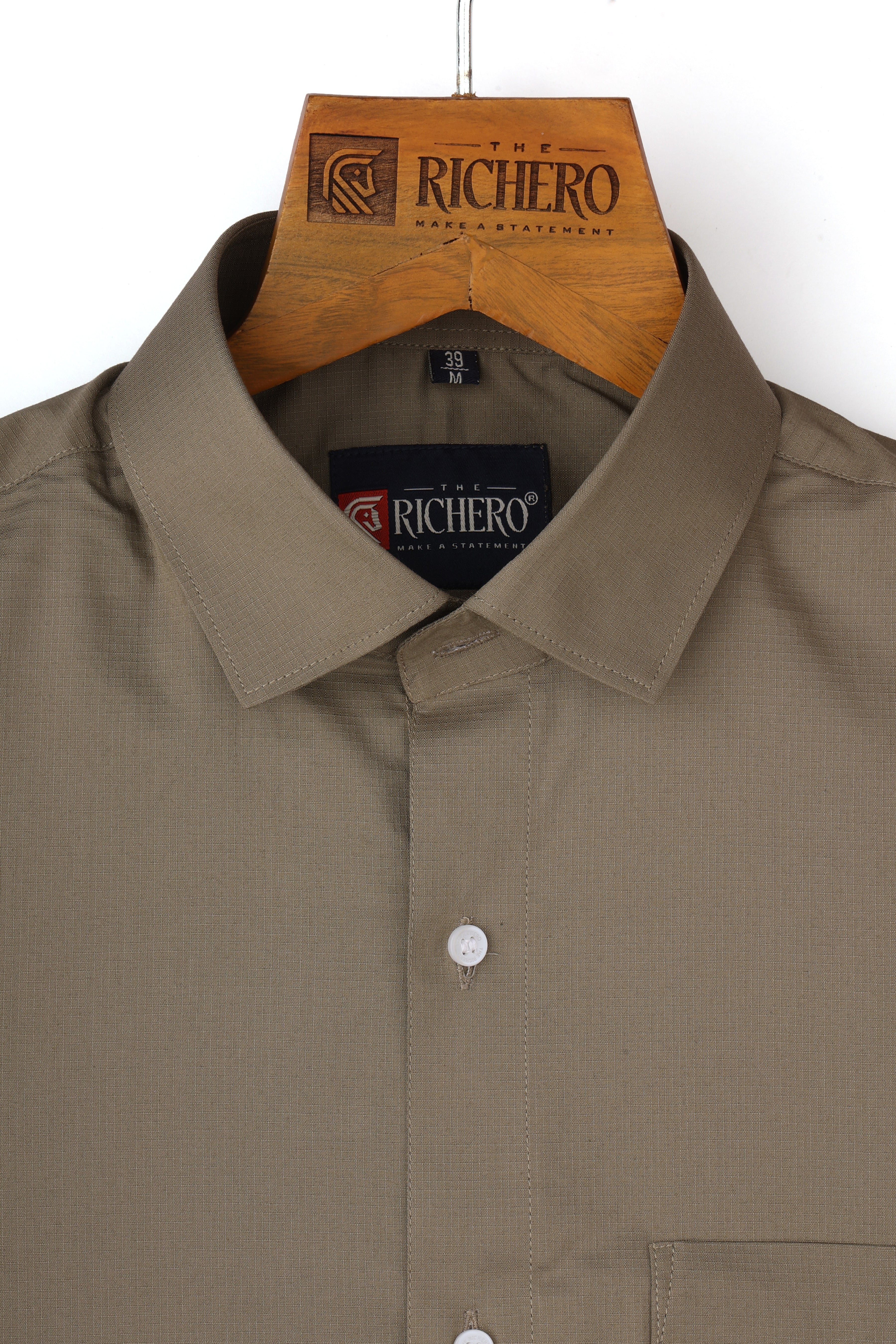 plain Brown Giza Cotton Men's Shirt