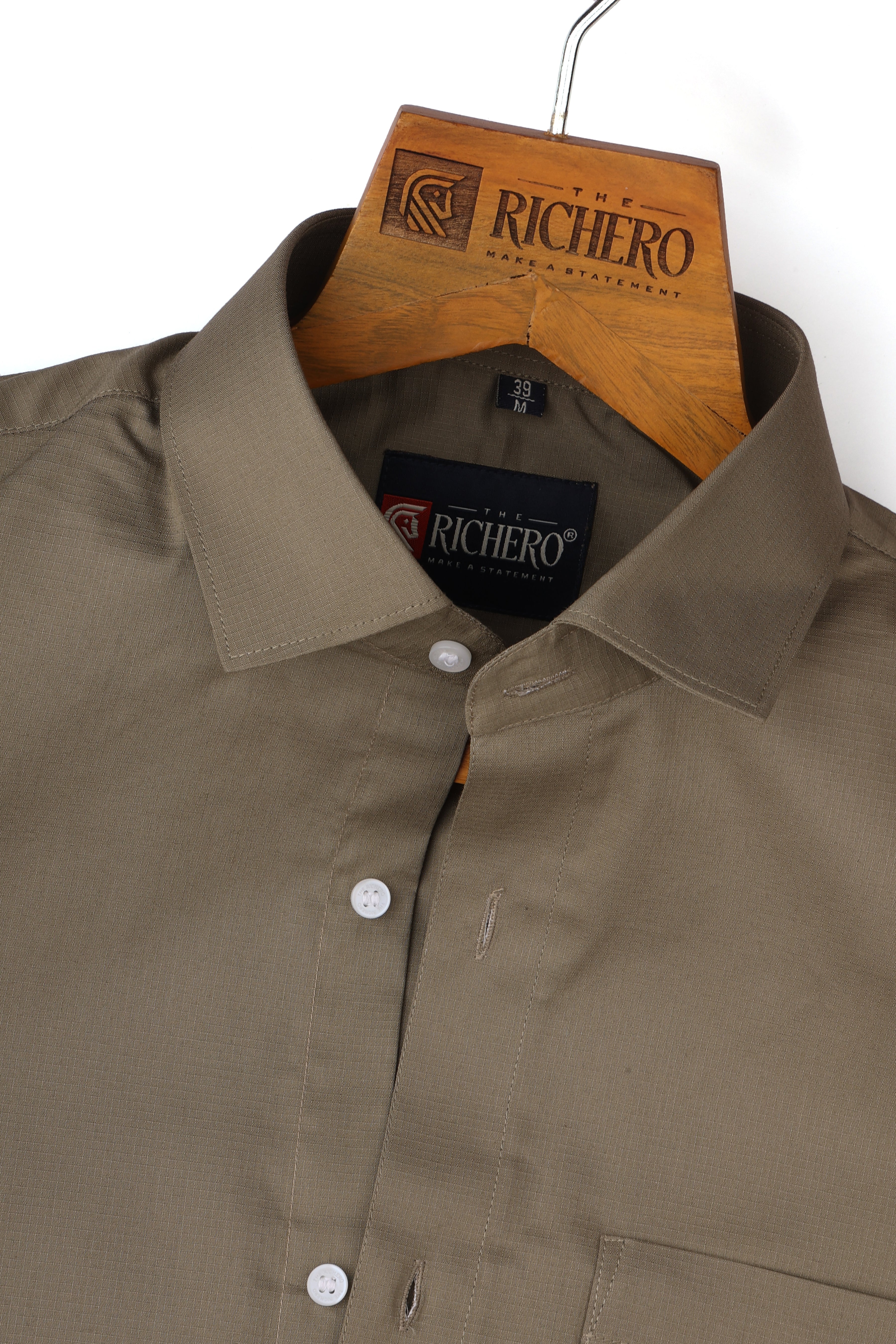 plain Brown Giza Cotton Men's Shirt