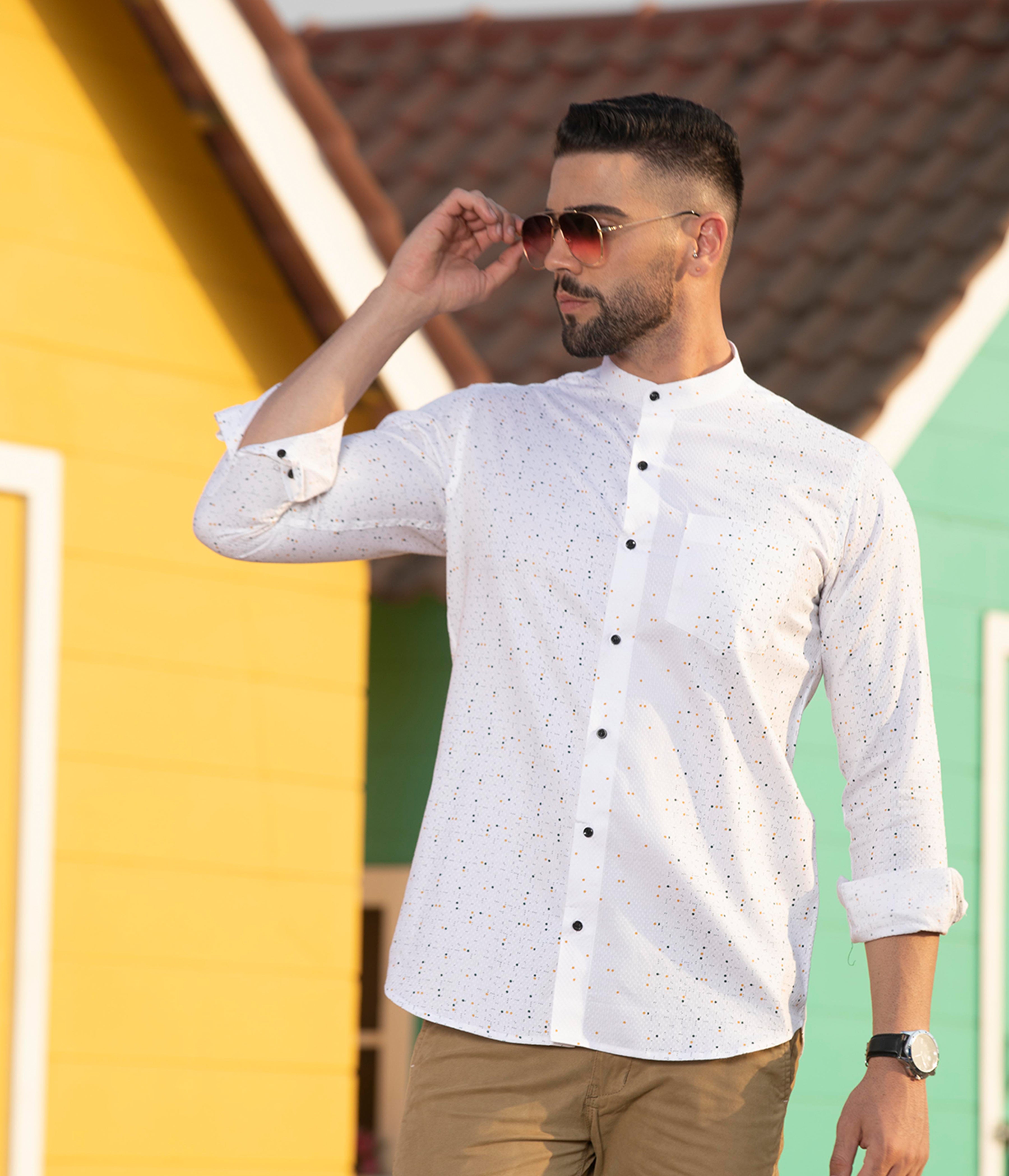 Men's white cotton shirt