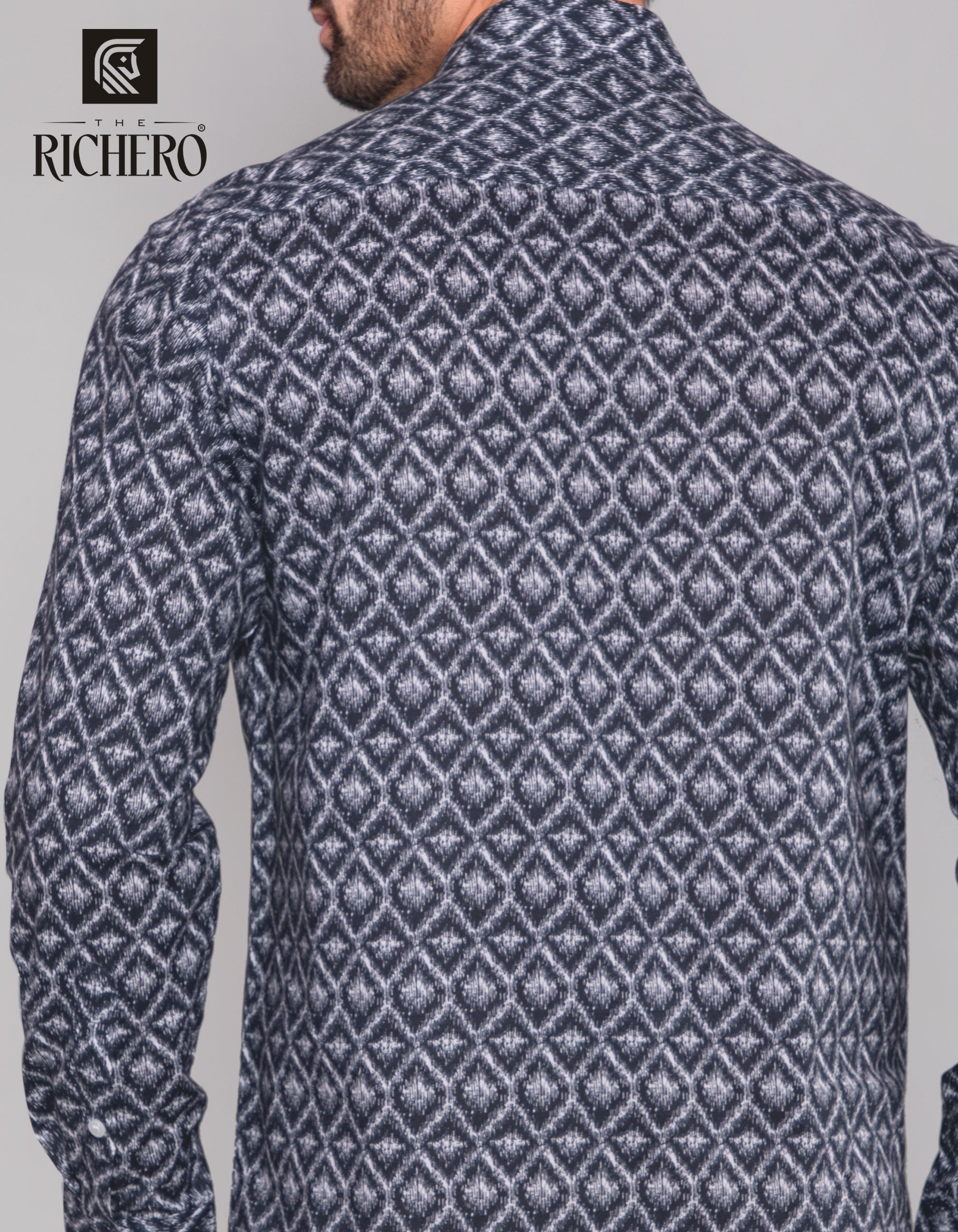  Dark Blue snake printed cotton shirt