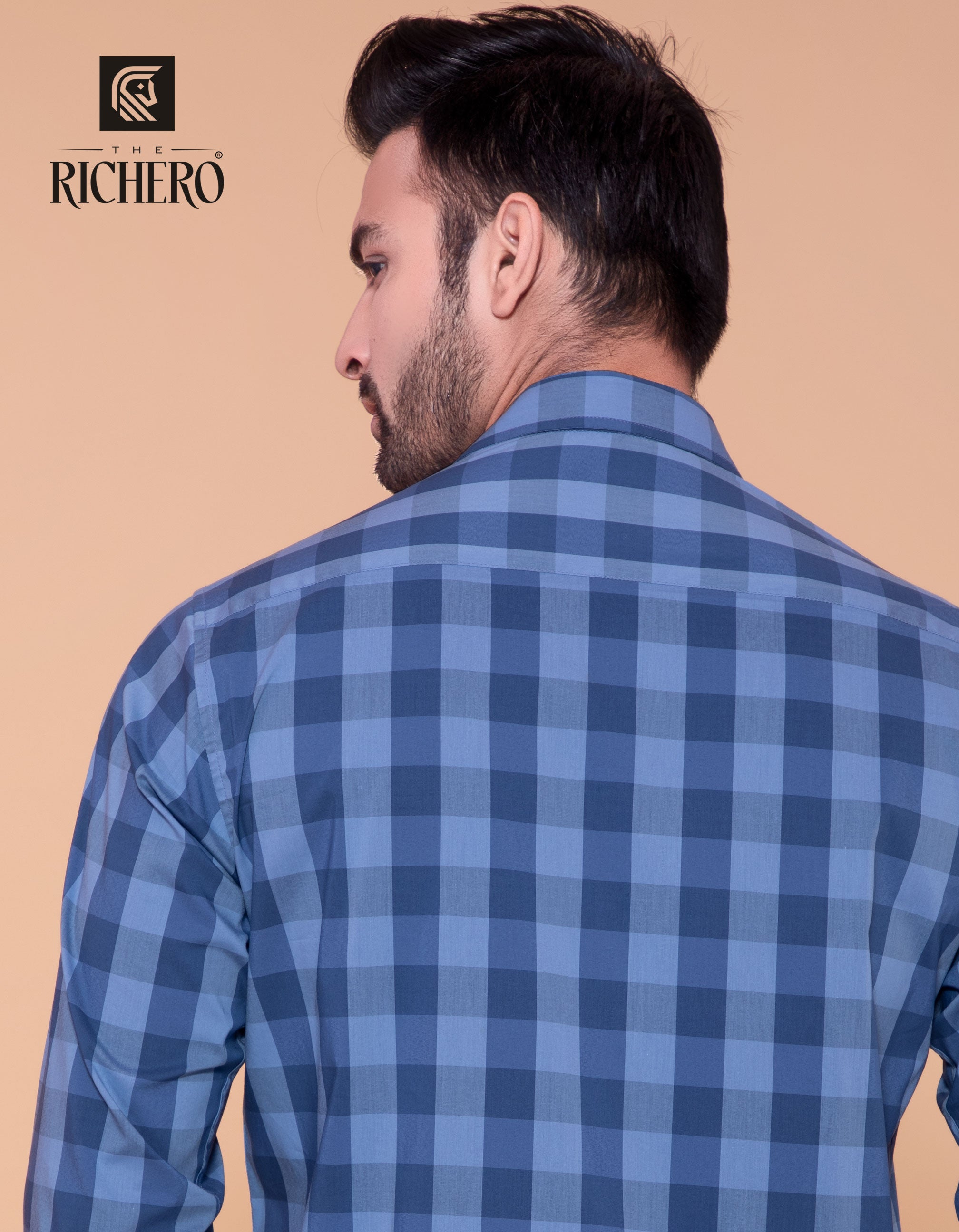 Aqua and blue checks casual wear shirt