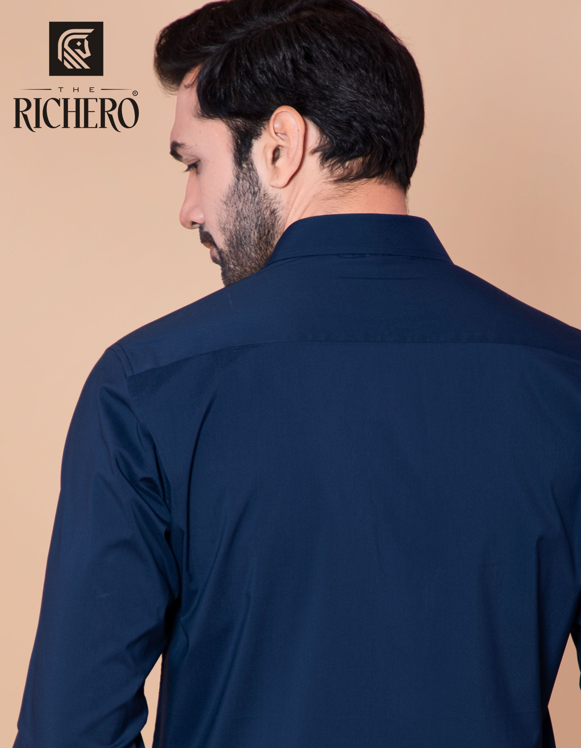 Navy blue classic collar shirt