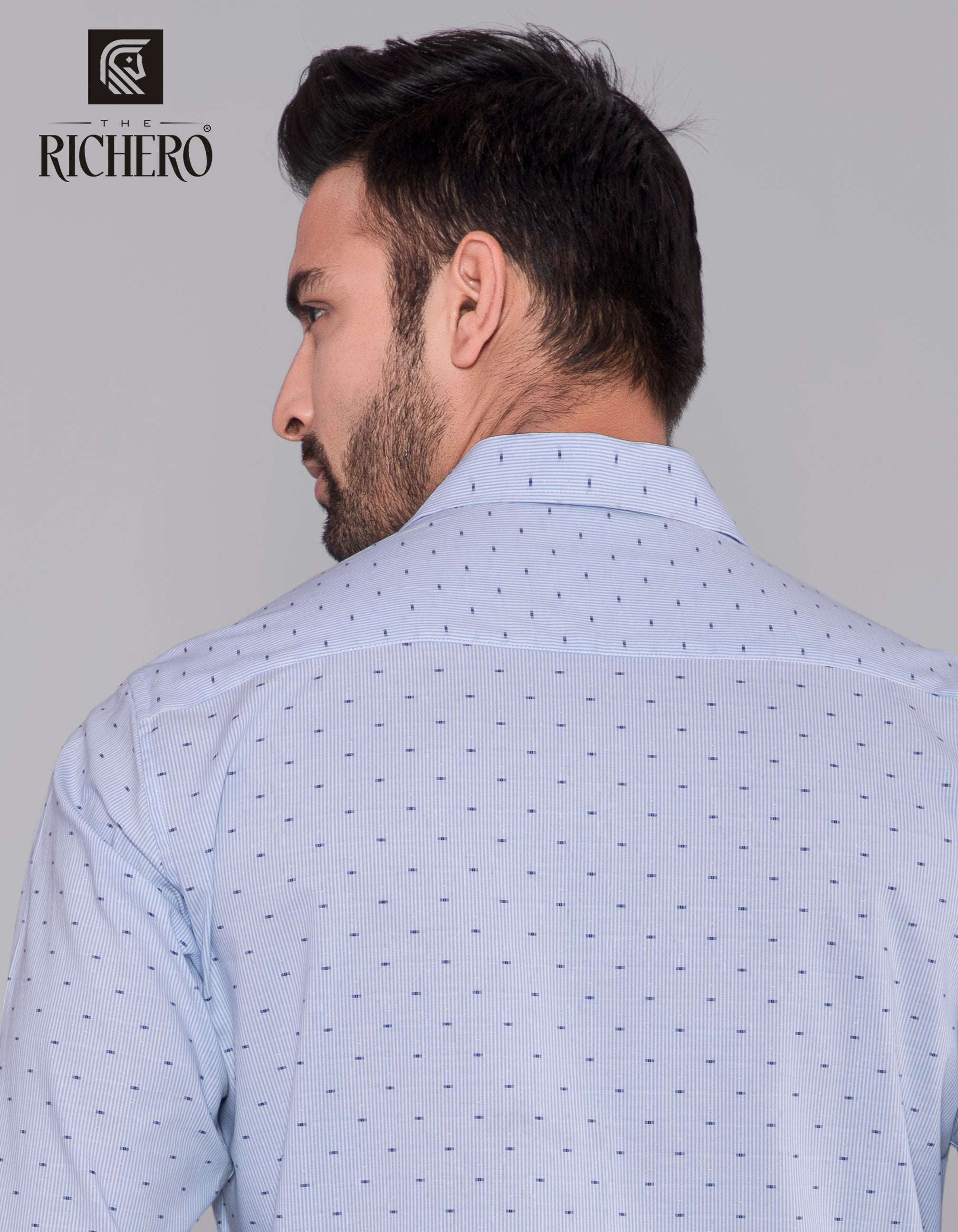 Sky blue dotted office wear shirt