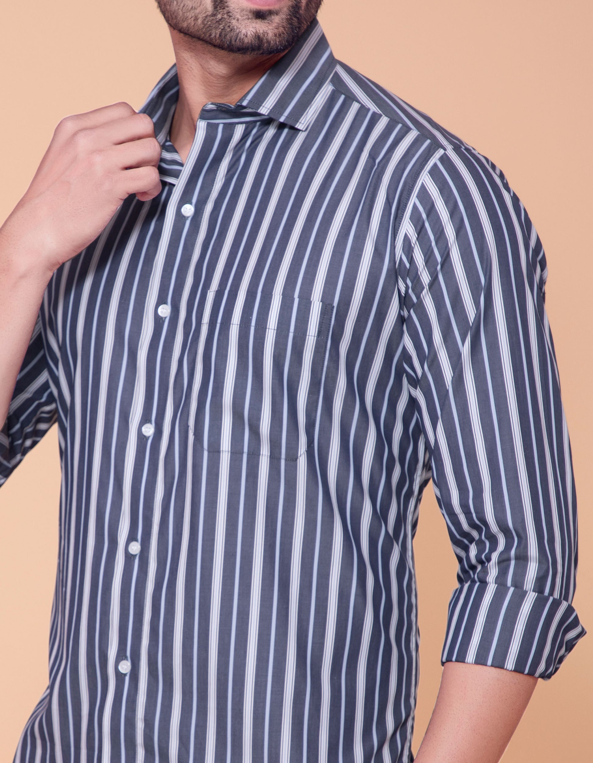 Steel grey stripes shirt