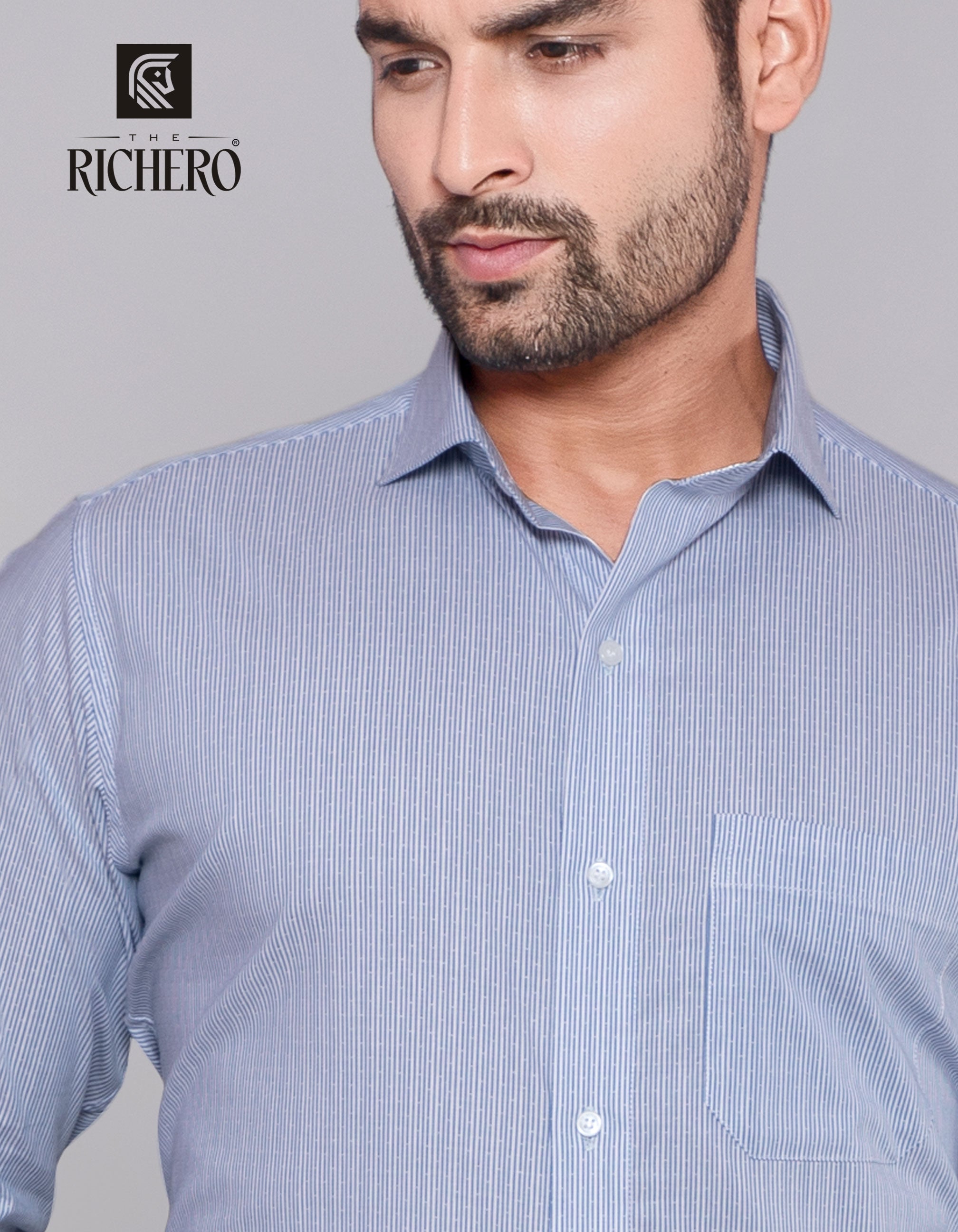 Dotted dobby blue lining formal shirt