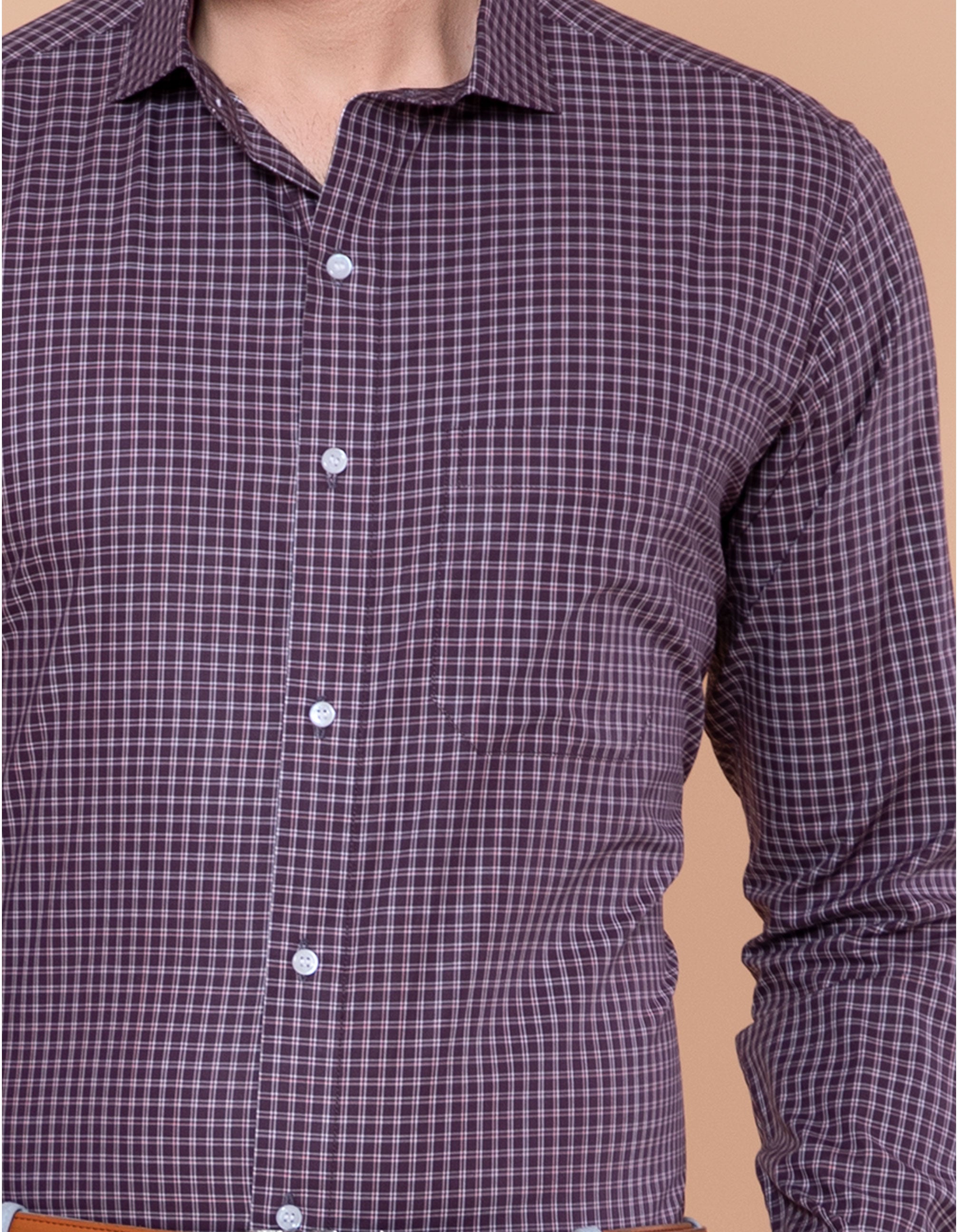 Micro checks sangria maroon shirt