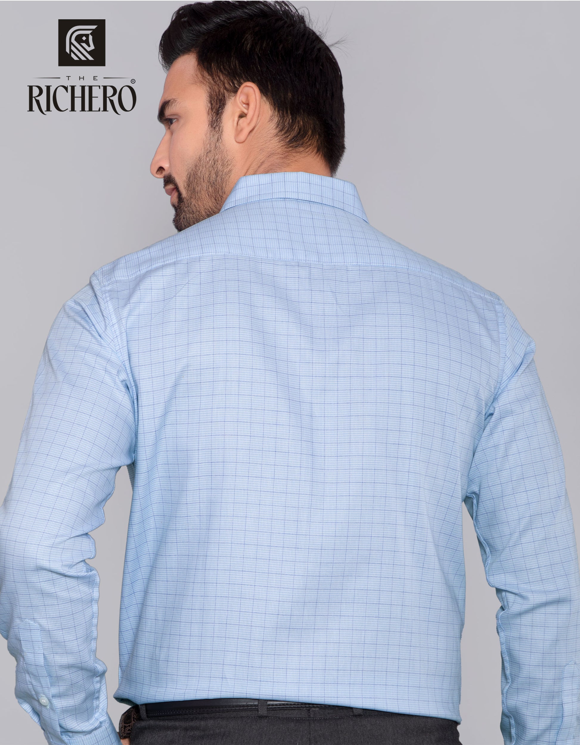 Blue oxford checks formal shirt