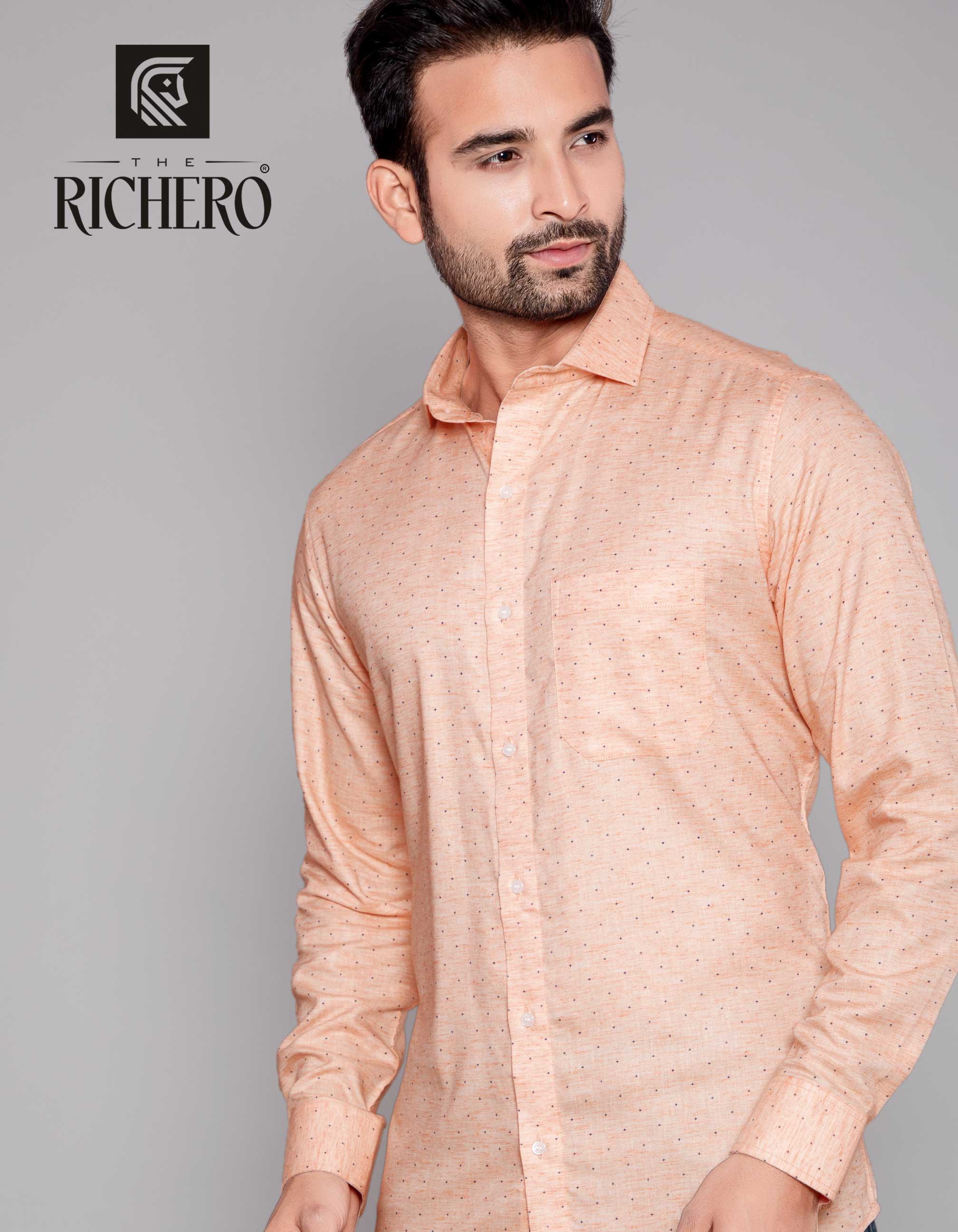 Orange cotton office wear shirt 