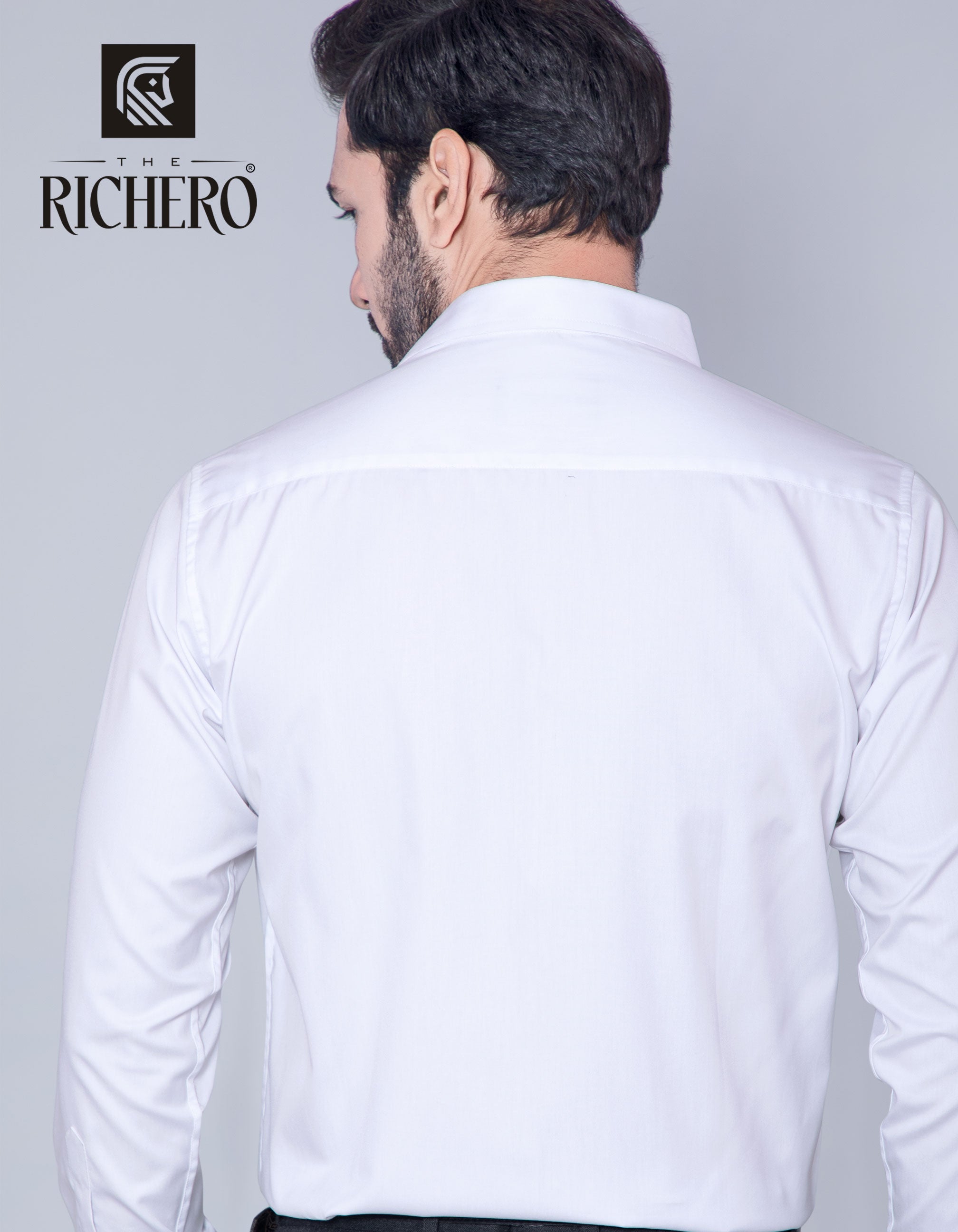 Plain pearl white cotton formal shirt