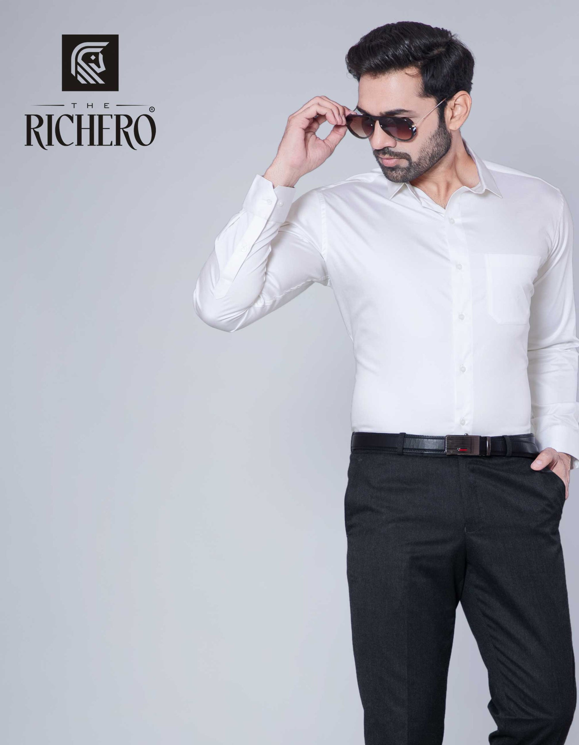 White color stretchable plain shirt