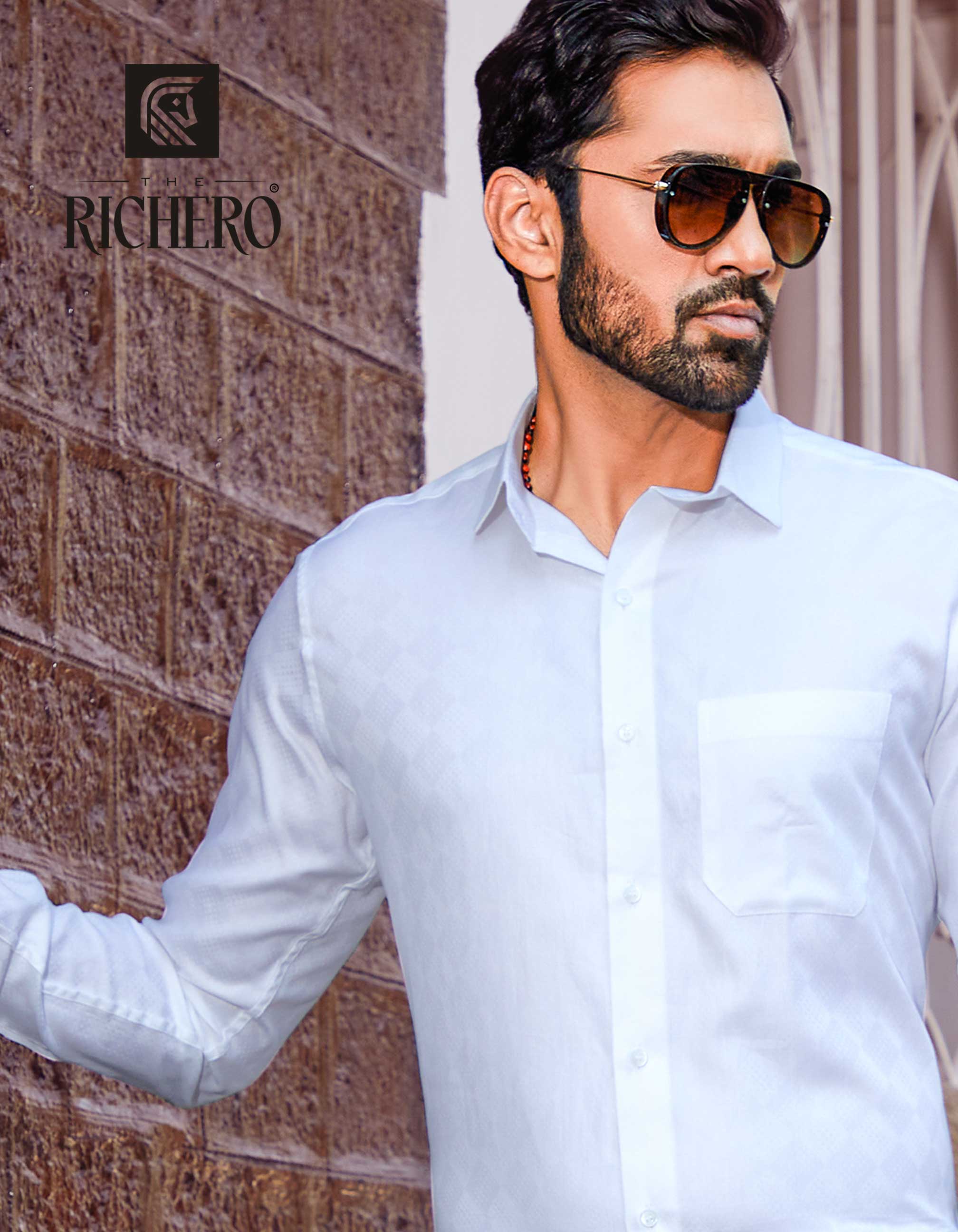 White jacquard party wear premium cotton shirt