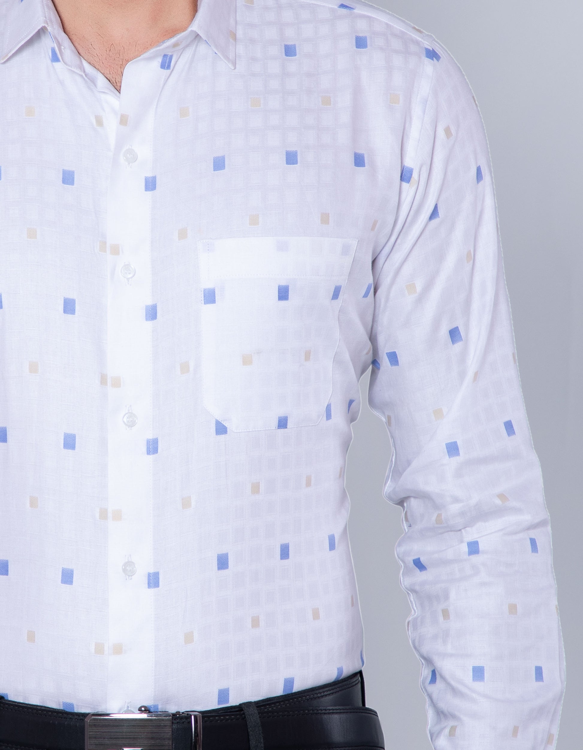 Rich white color box pattern shirt